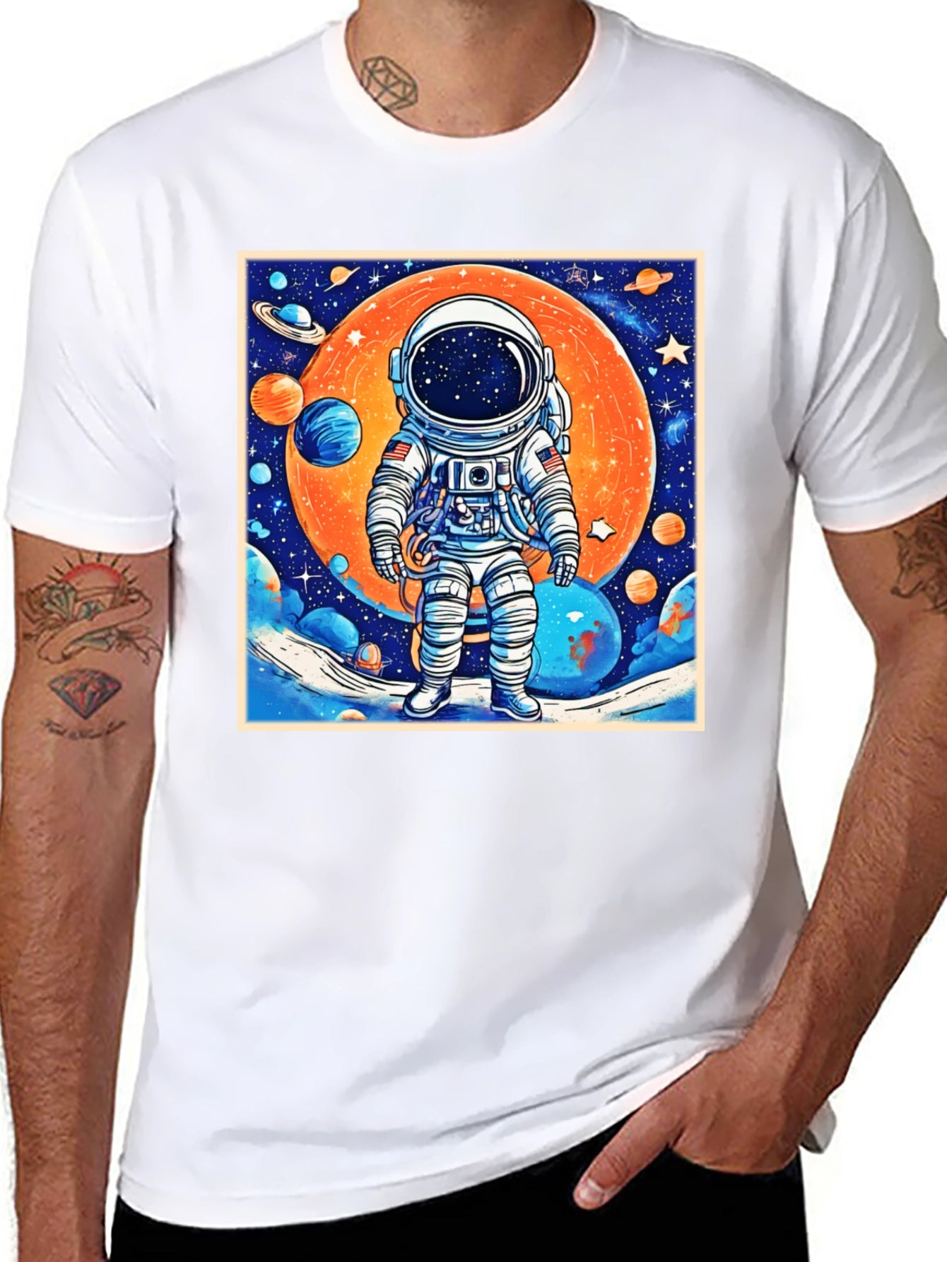 Astronaut Galaxy Graphic Tee - Black