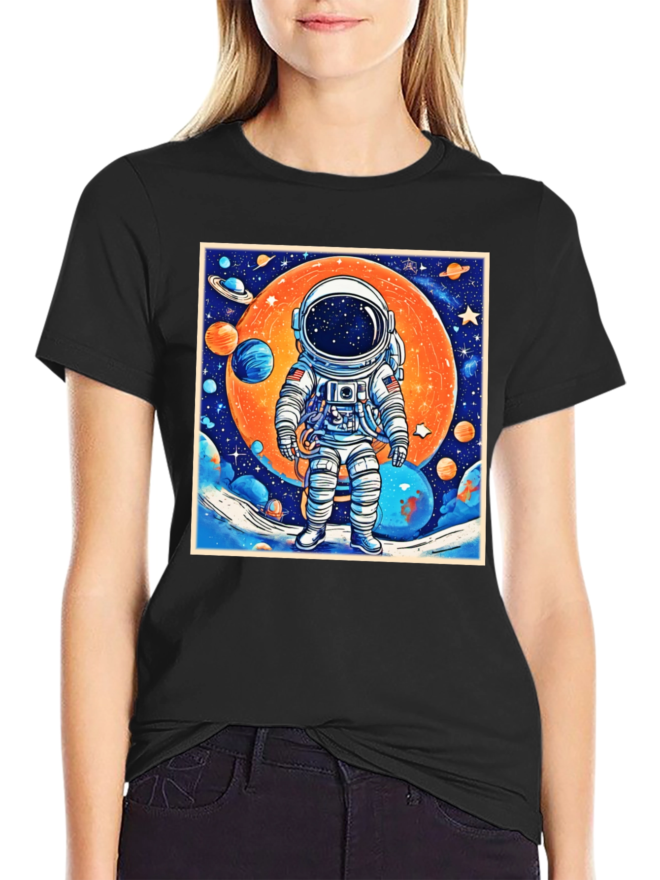 Astronaut Galaxy Graphic Tee - Black