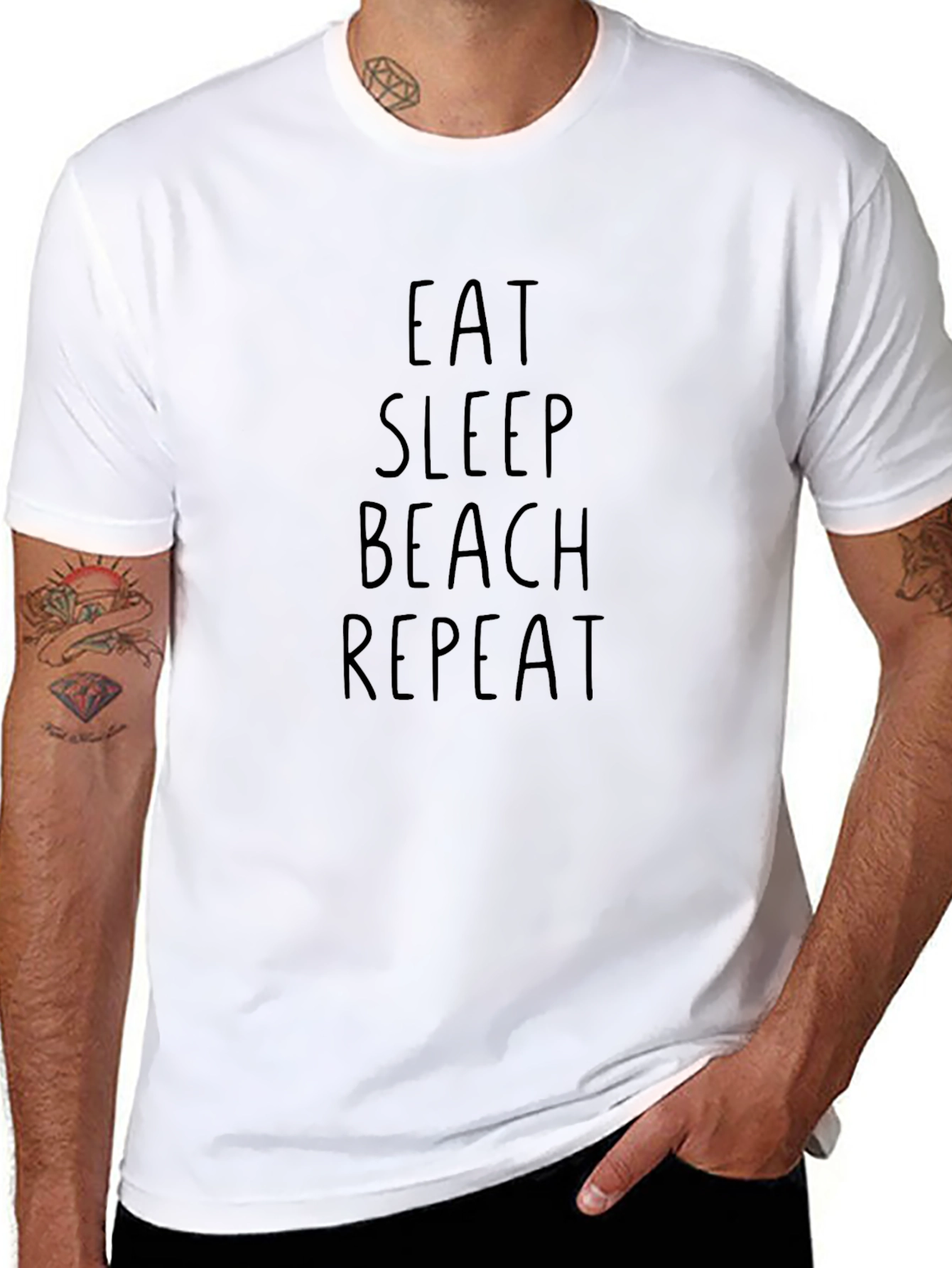 Eat Sleep Beach Repeat Black Graphic Tee
