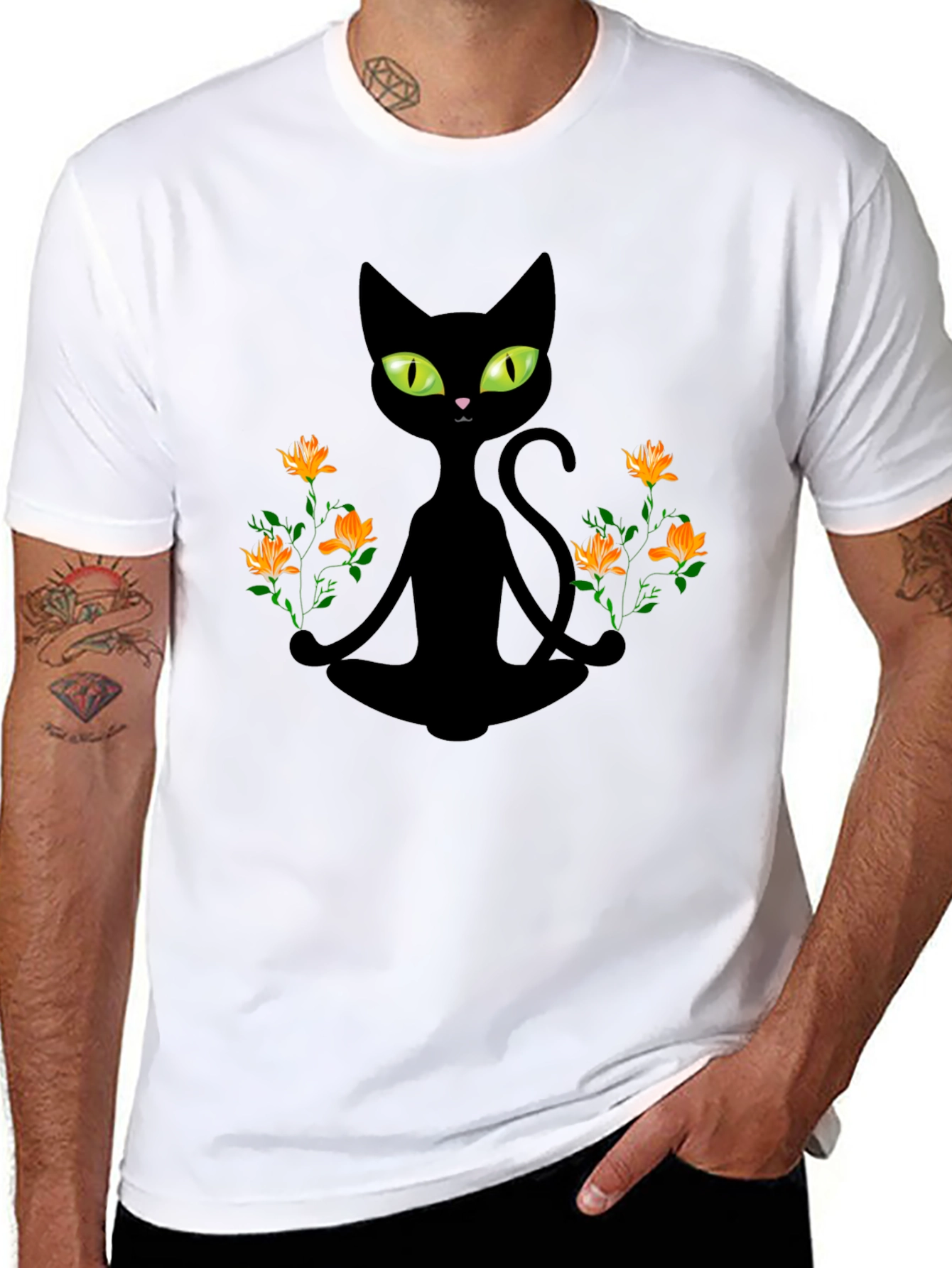 Meditating Cat Graphic Tee
