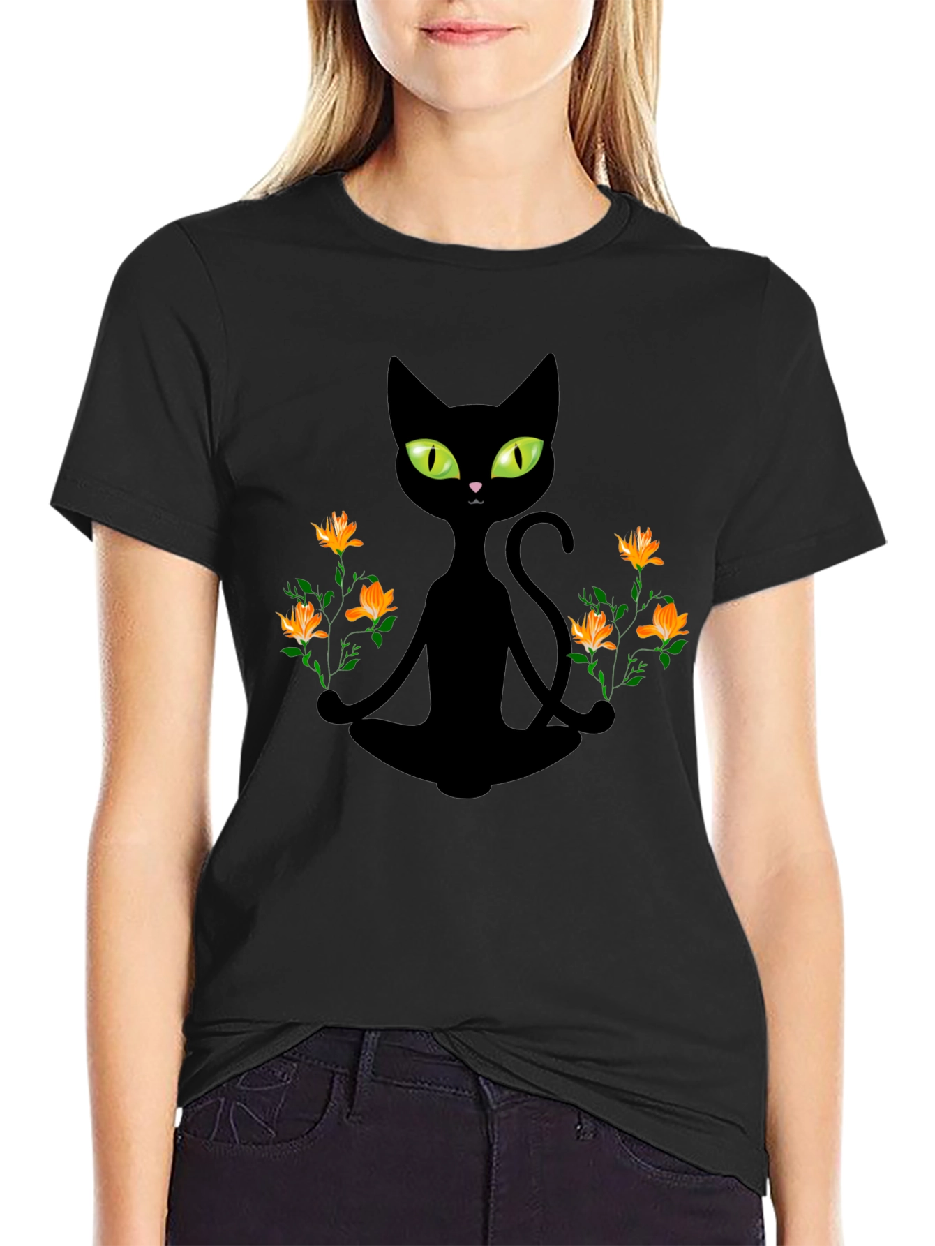 Meditating Cat Graphic Tee