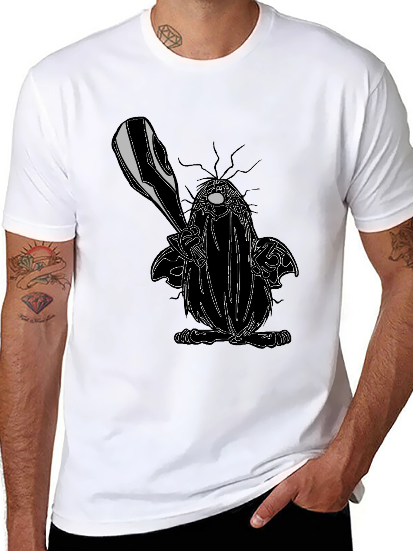 Cartoon Character Graphic Black T-Shirt