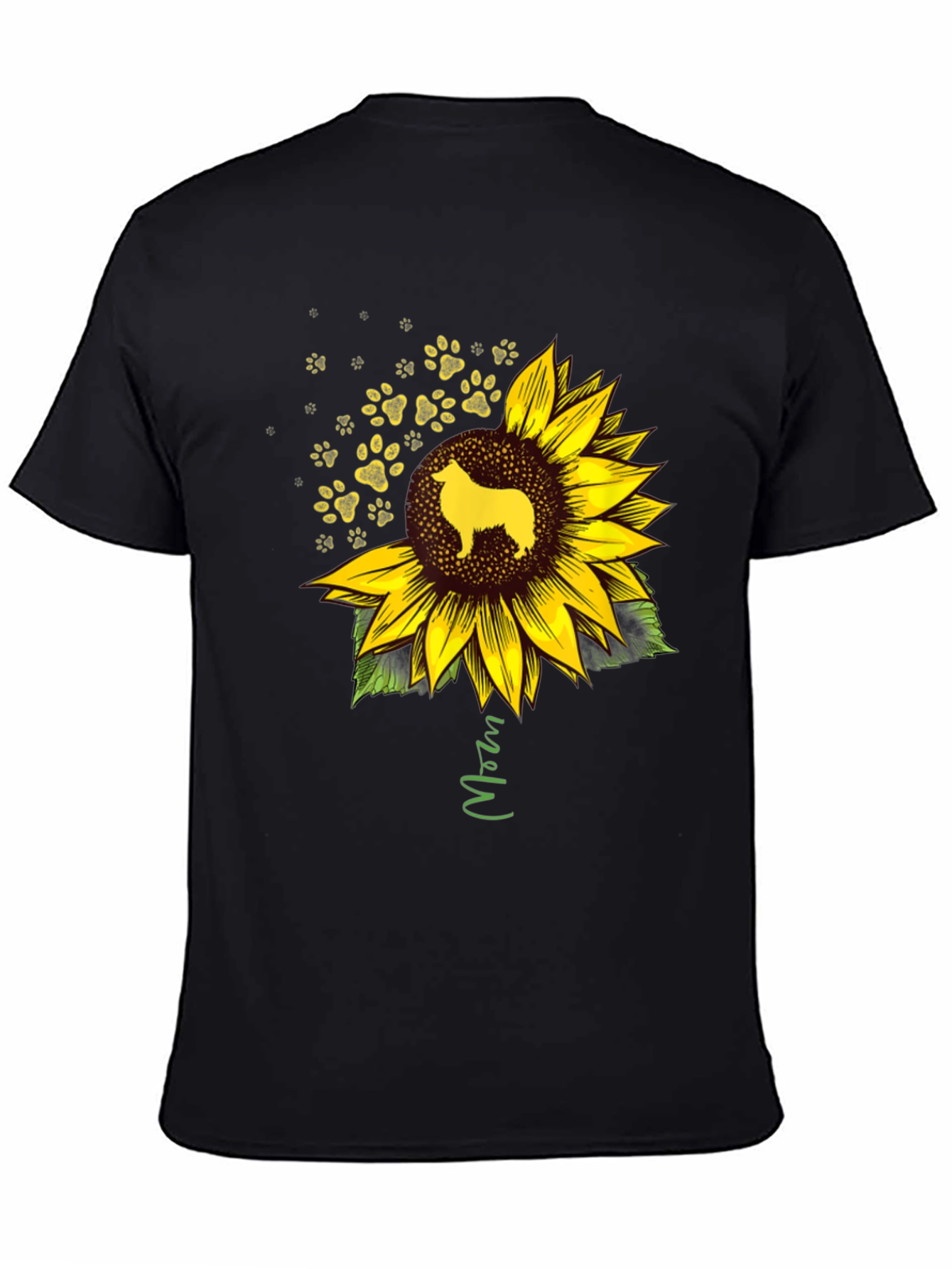 Dog Mom Sunflower Graphic Tee - Black