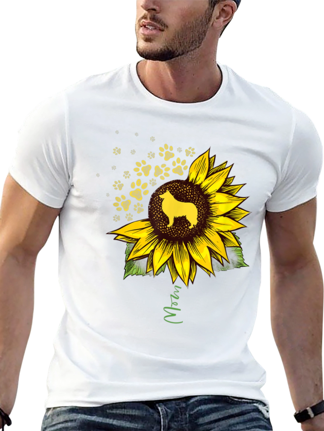 Dog Mom Sunflower Graphic Tee - Black