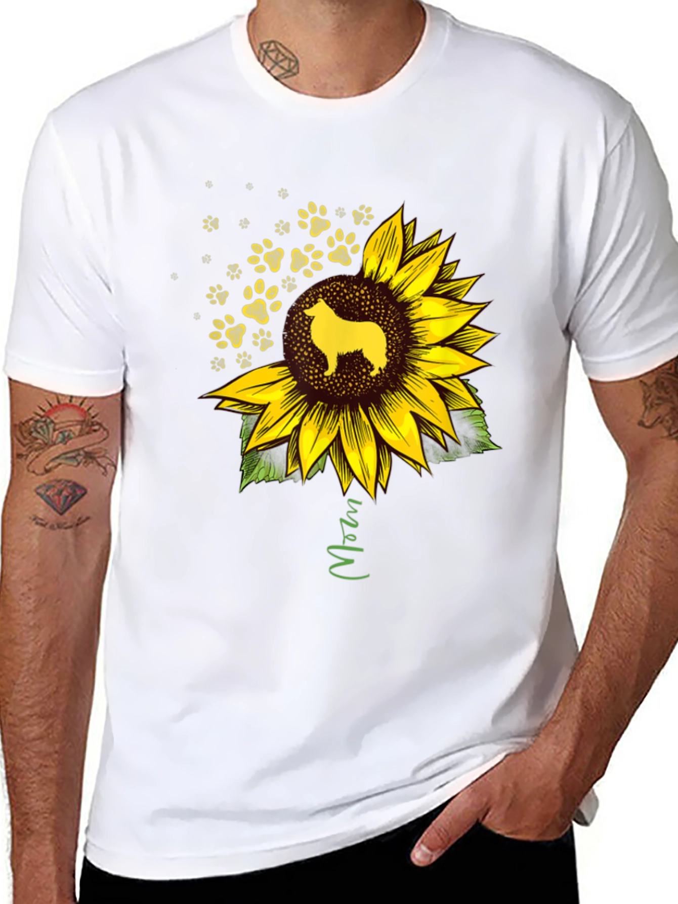 Dog Mom Sunflower Graphic Tee - Black