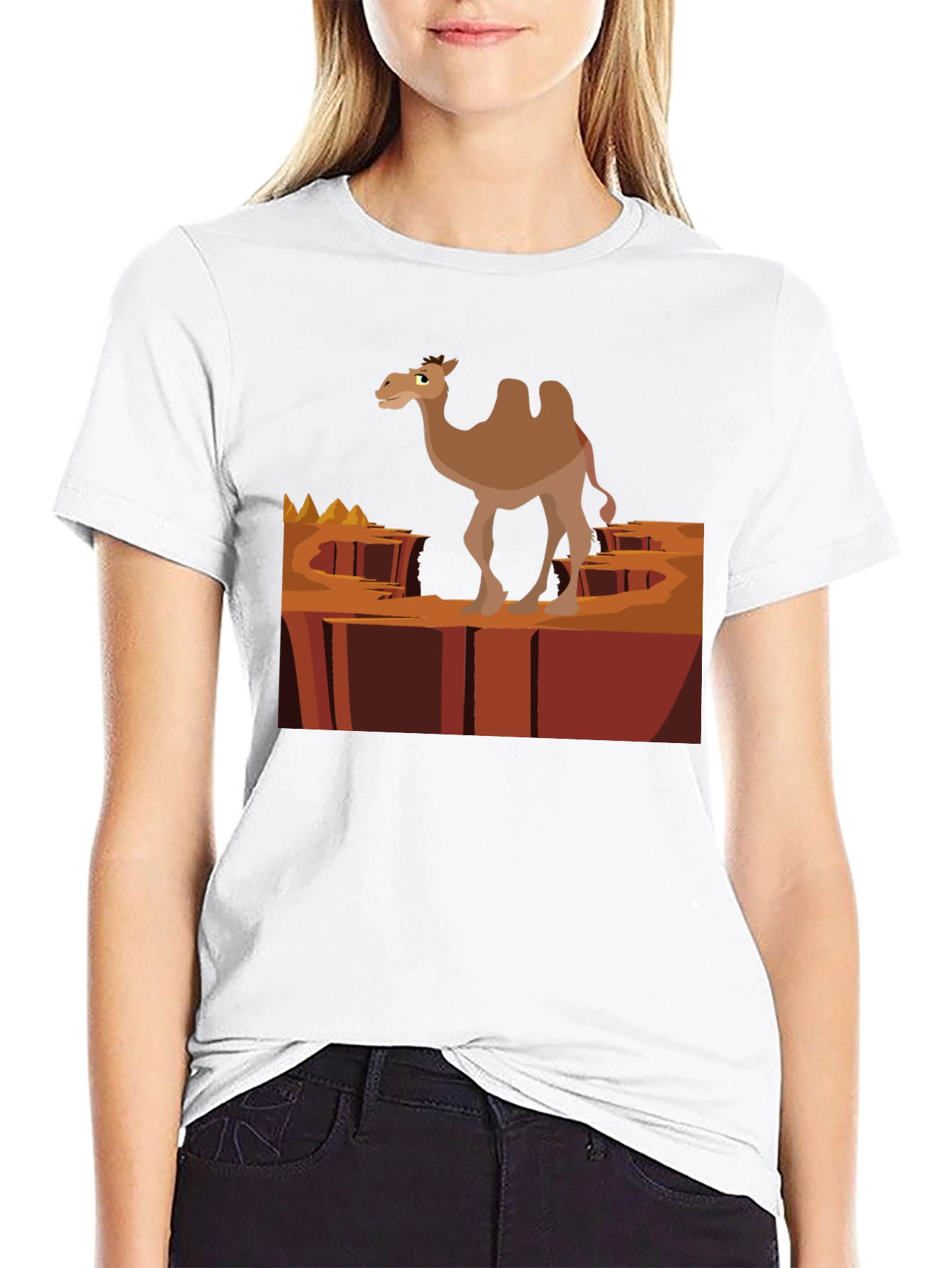 Desert Camel Graphic T-Shirt - Black Cotton Tee