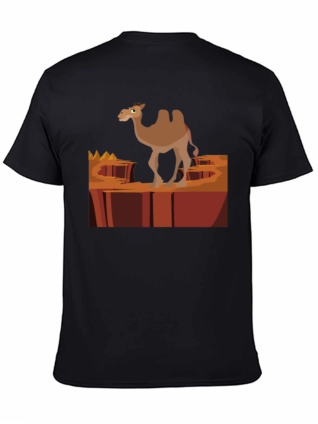Desert Camel Graphic T-Shirt - Black Cotton Tee