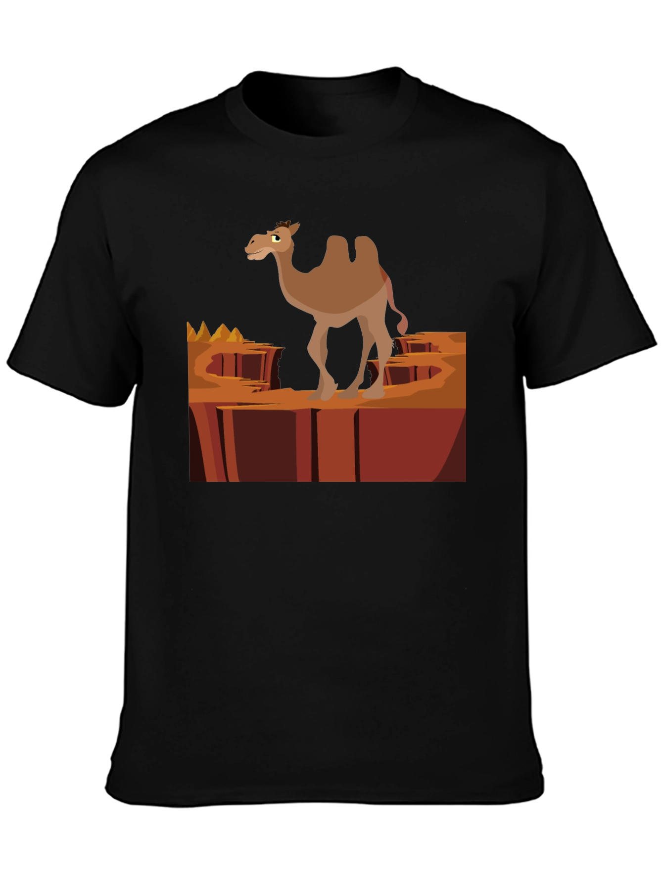 Desert Camel Graphic T-Shirt - Black Cotton Tee