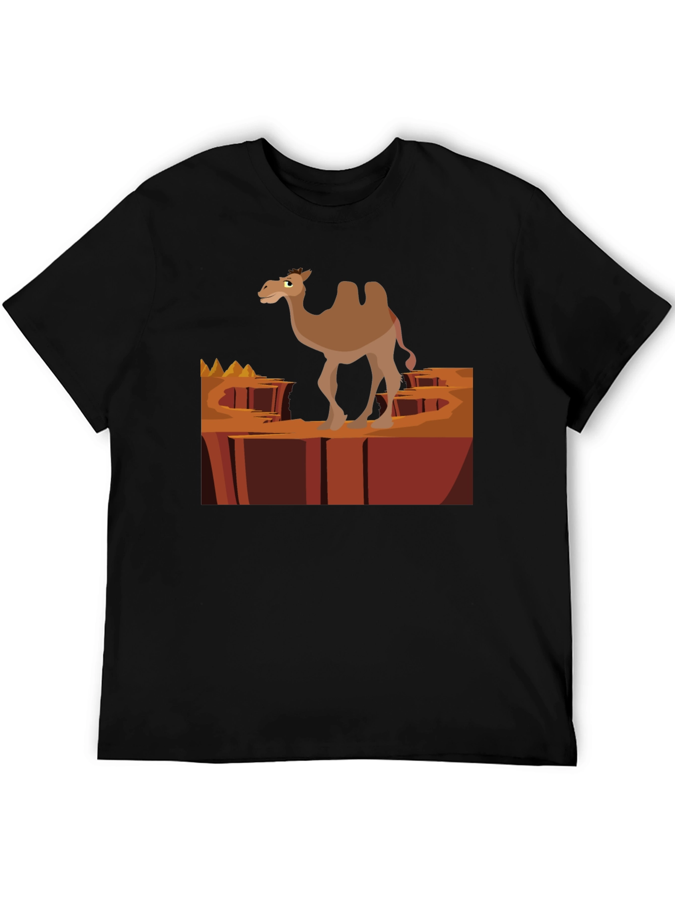 Desert Camel Graphic T-Shirt - Black Cotton Tee
