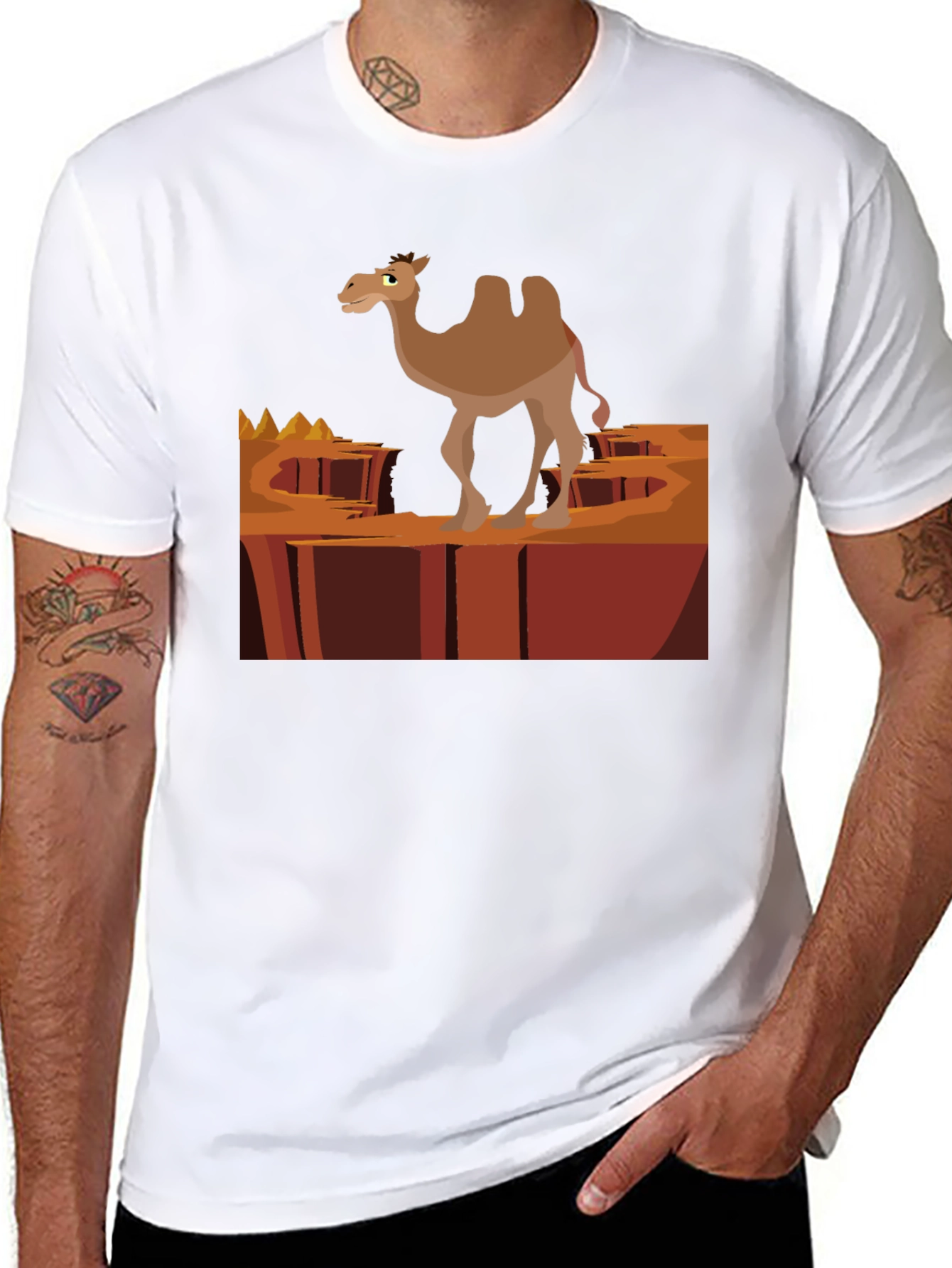 Desert Camel Graphic T-Shirt - Black Cotton Tee