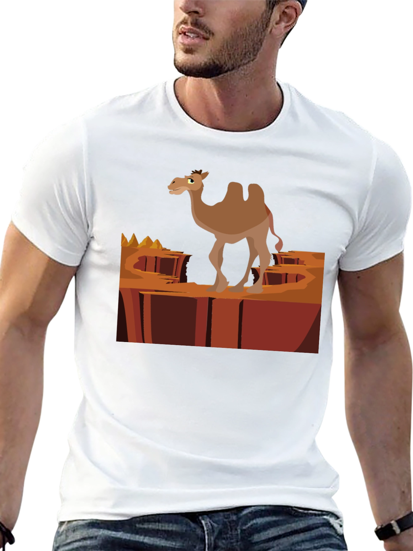 Desert Camel Graphic T-Shirt - Black Cotton Tee