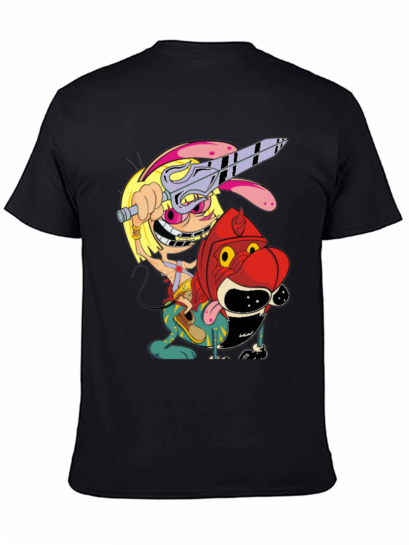 Cartoon Graphic Print Black T-Shirt