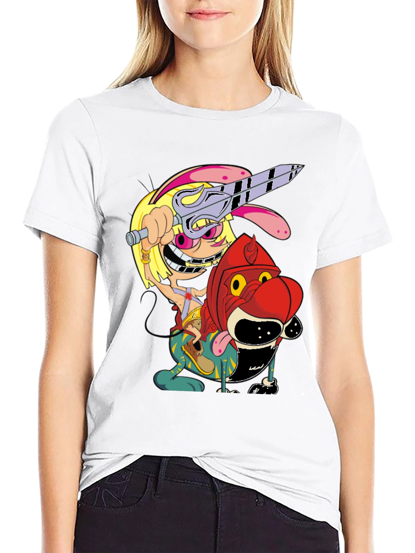 Cartoon Graphic Print Black T-Shirt