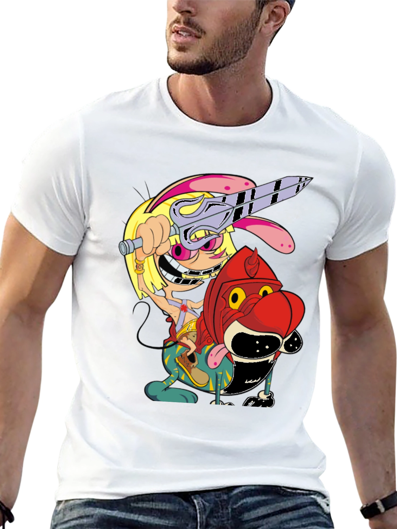 Cartoon Graphic Print Black T-Shirt