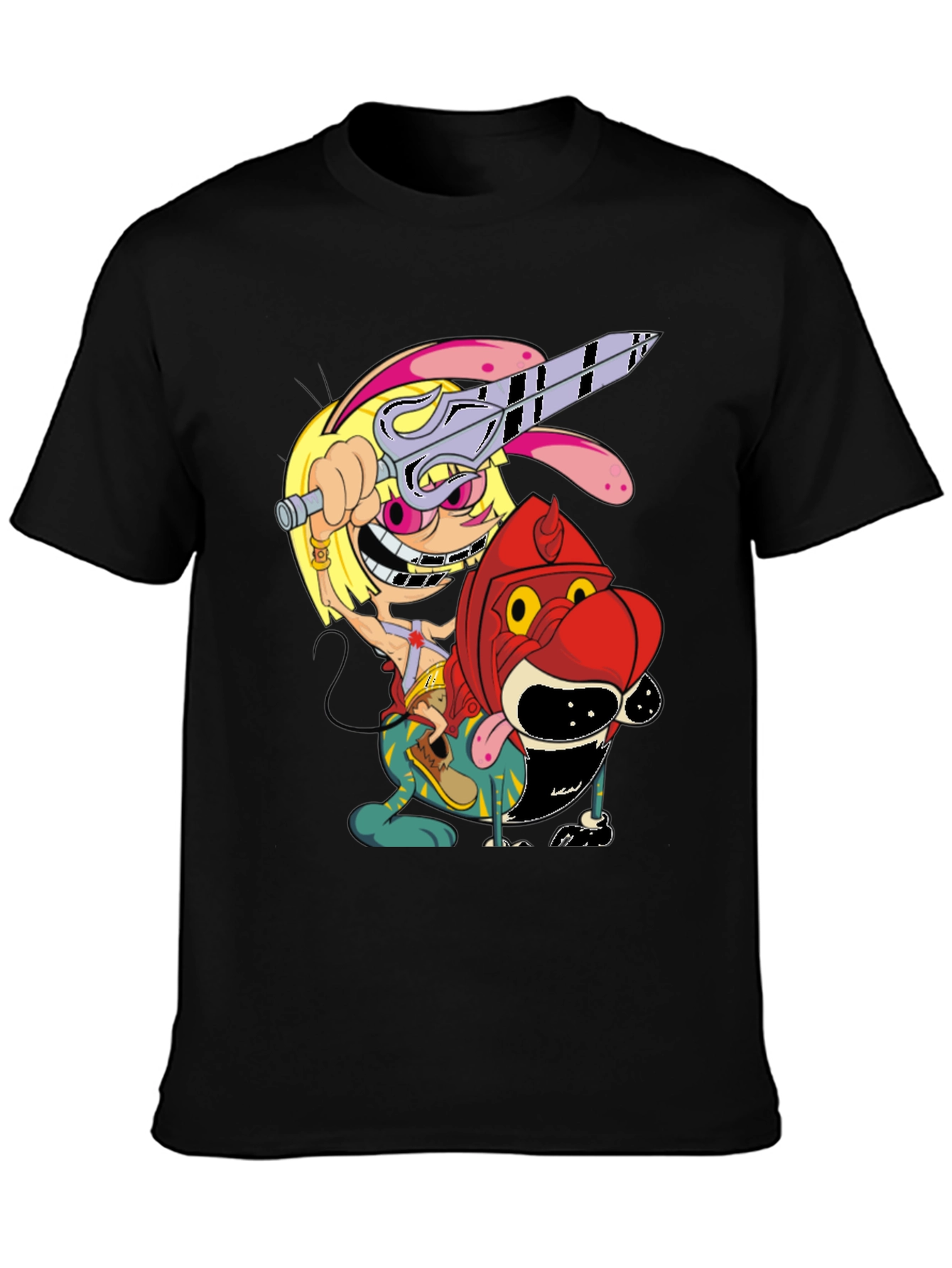 Cartoon Graphic Print Black T-Shirt