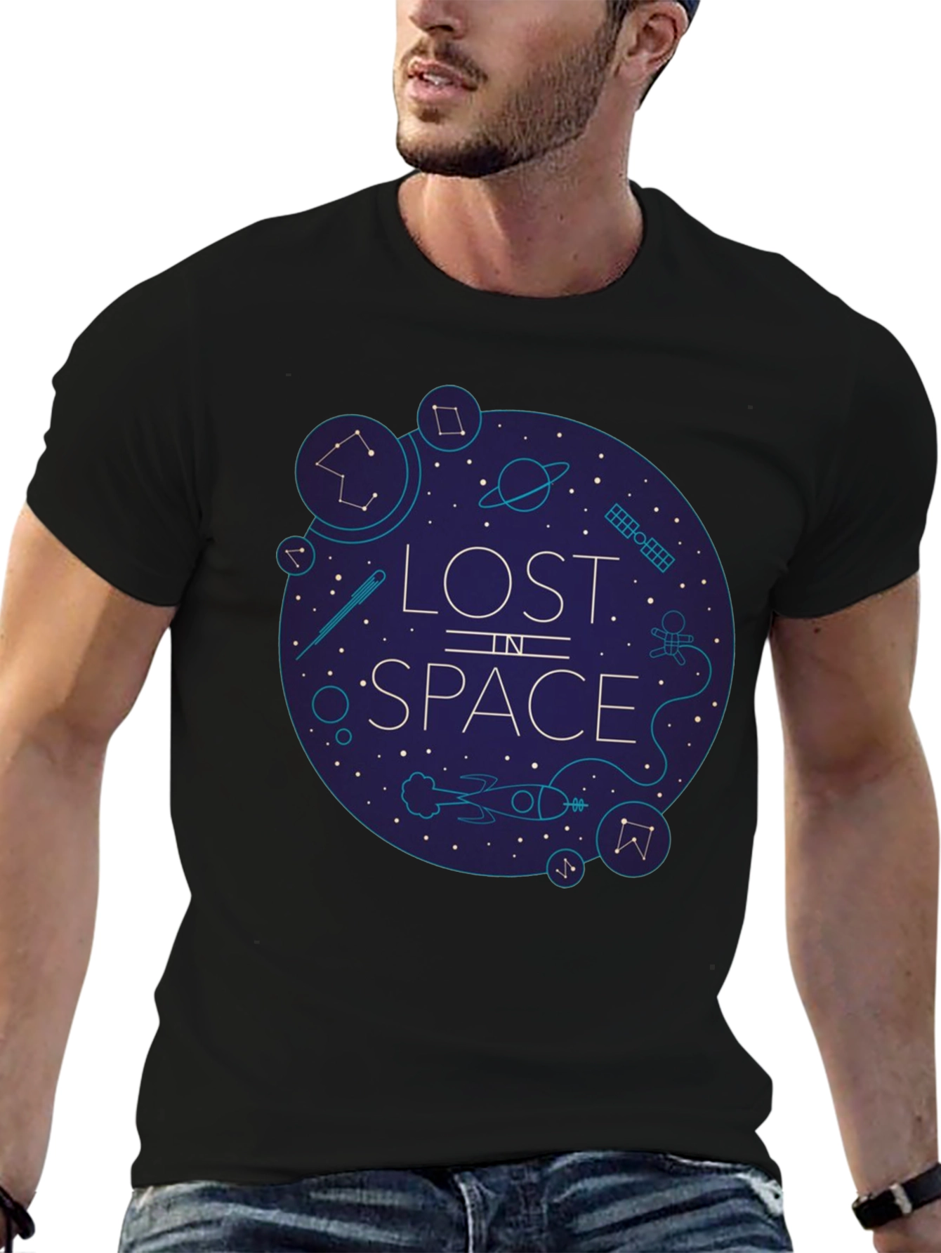 Lost in Space Graphic Tee - Black Cotton Blend