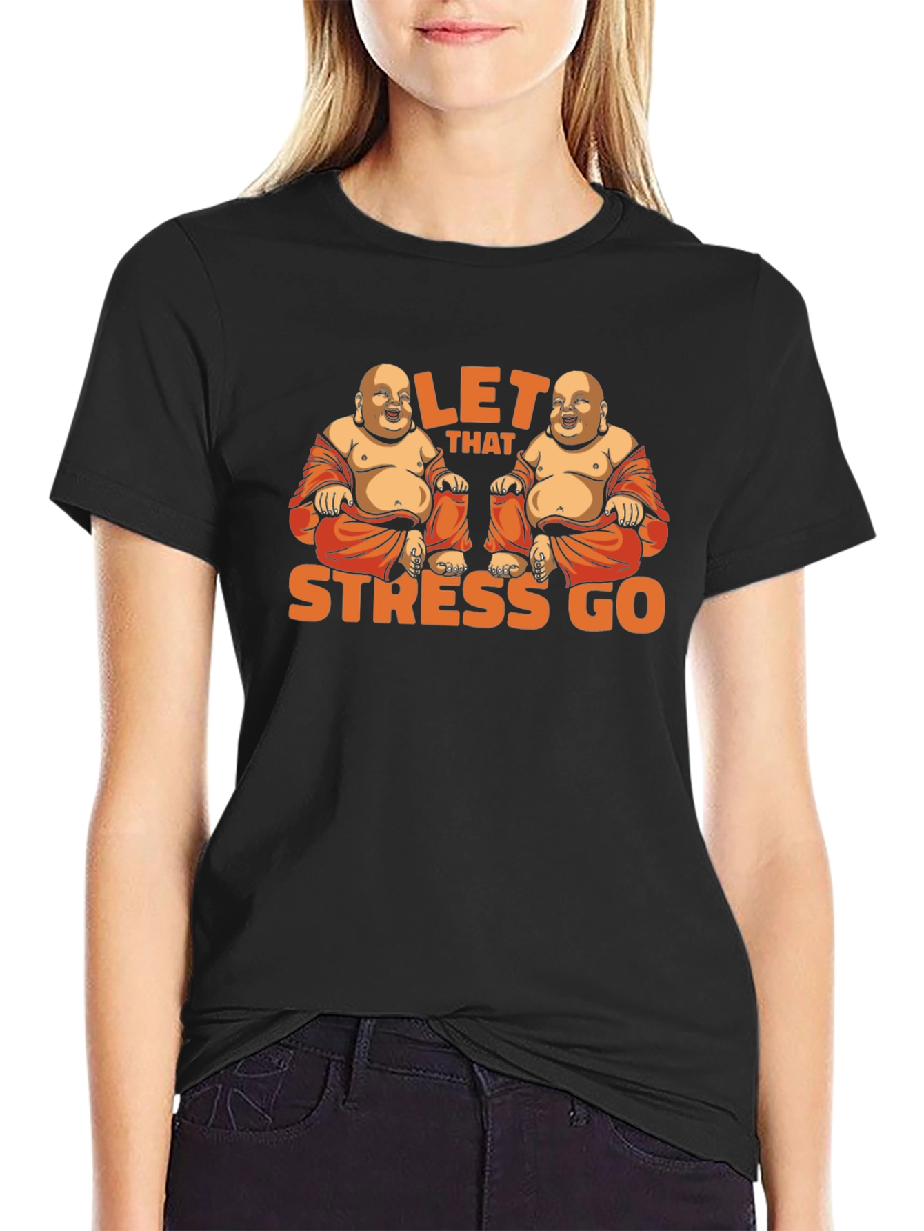 Let That Stress Go Buddha Graphic T-Shirt