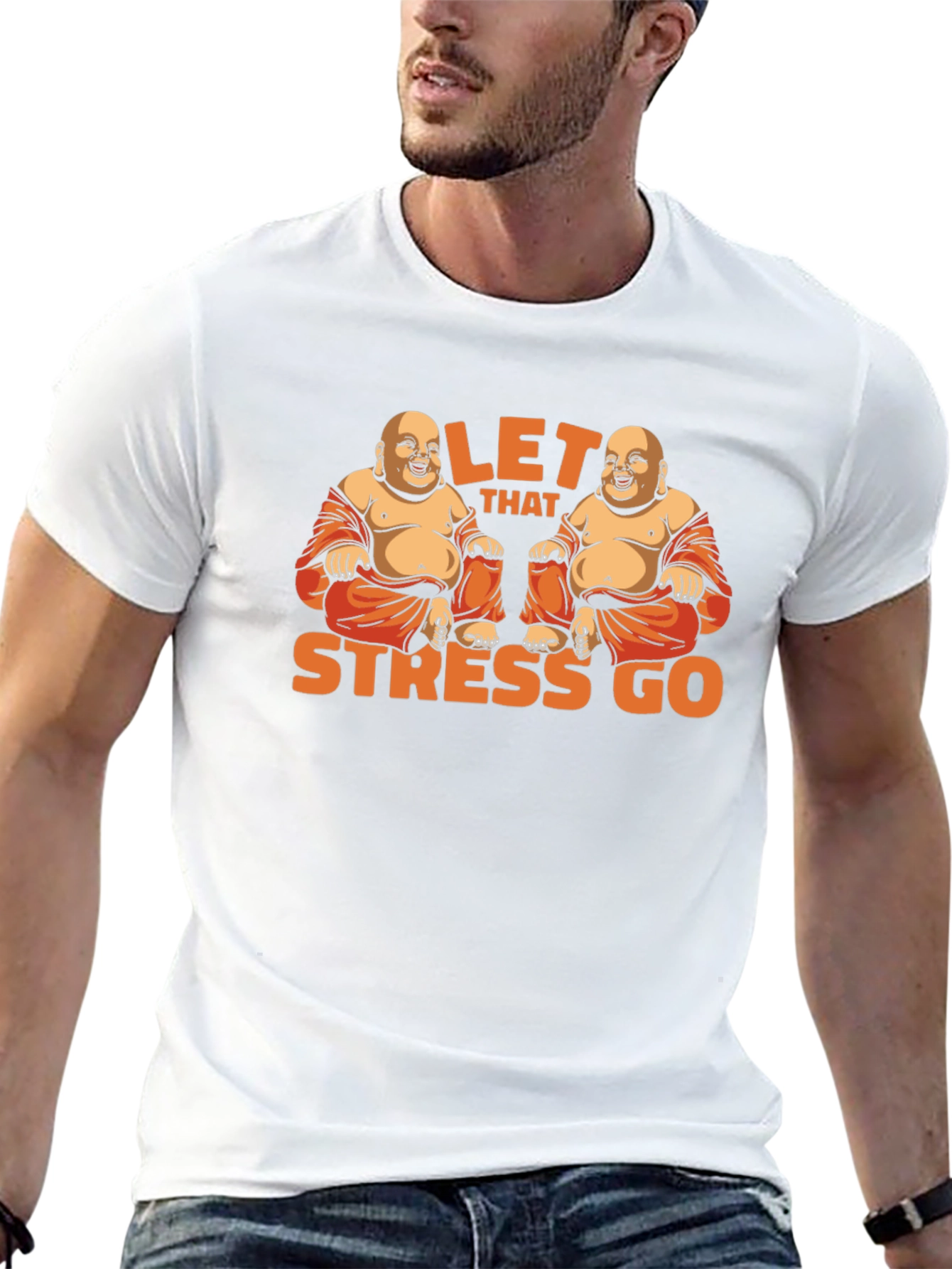 Let That Stress Go Buddha Graphic T-Shirt