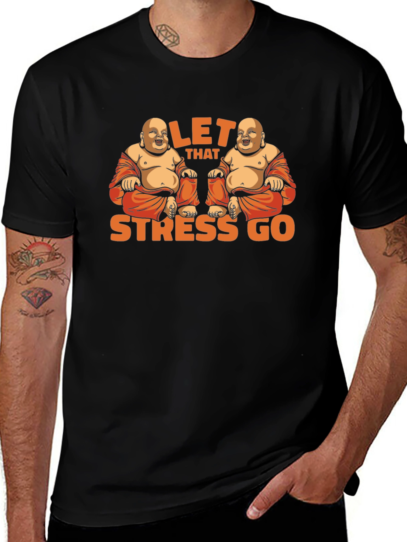 Let That Stress Go Buddha Graphic T-Shirt