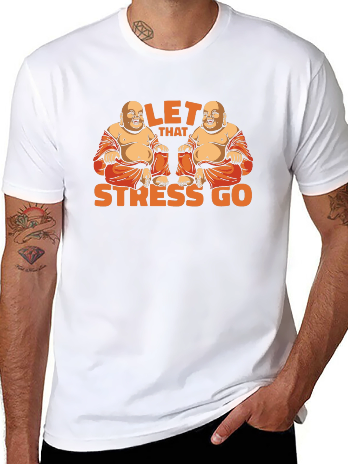 Let That Stress Go Buddha Graphic T-Shirt