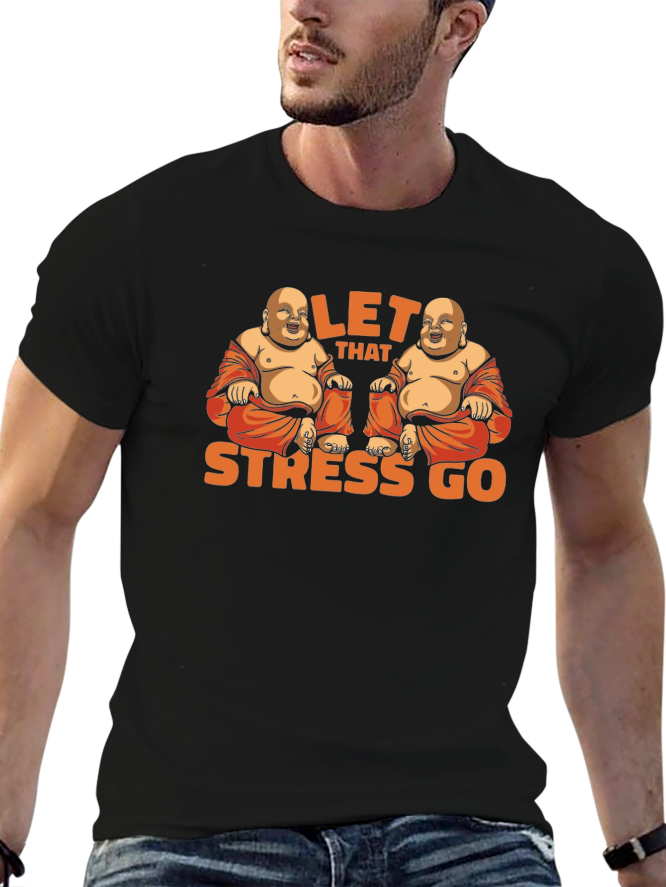 Let That Stress Go Buddha Graphic T-Shirt