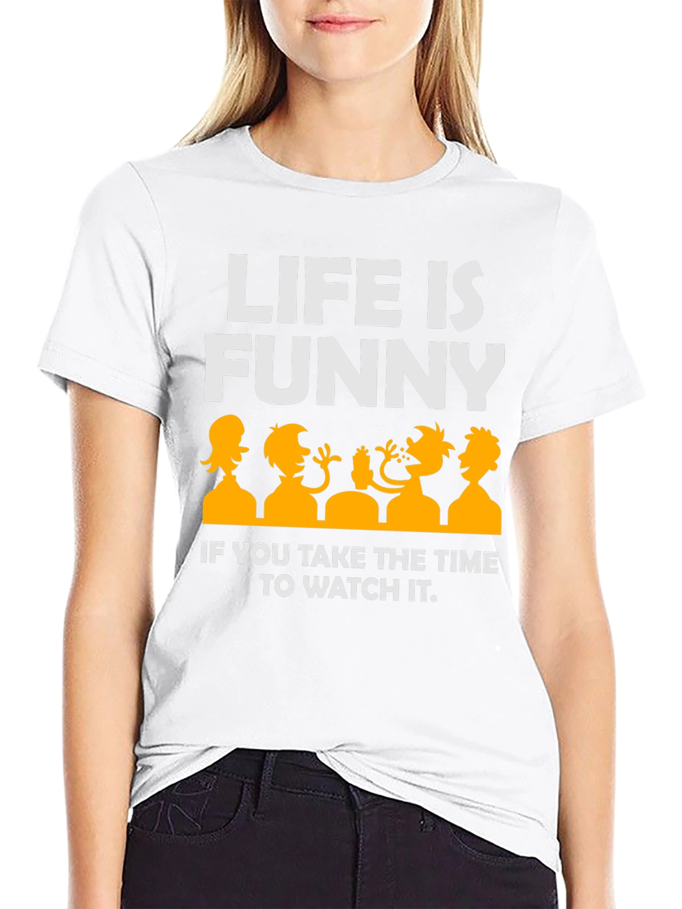Life Is Funny Graphic T-Shirt - Black Crew Neck