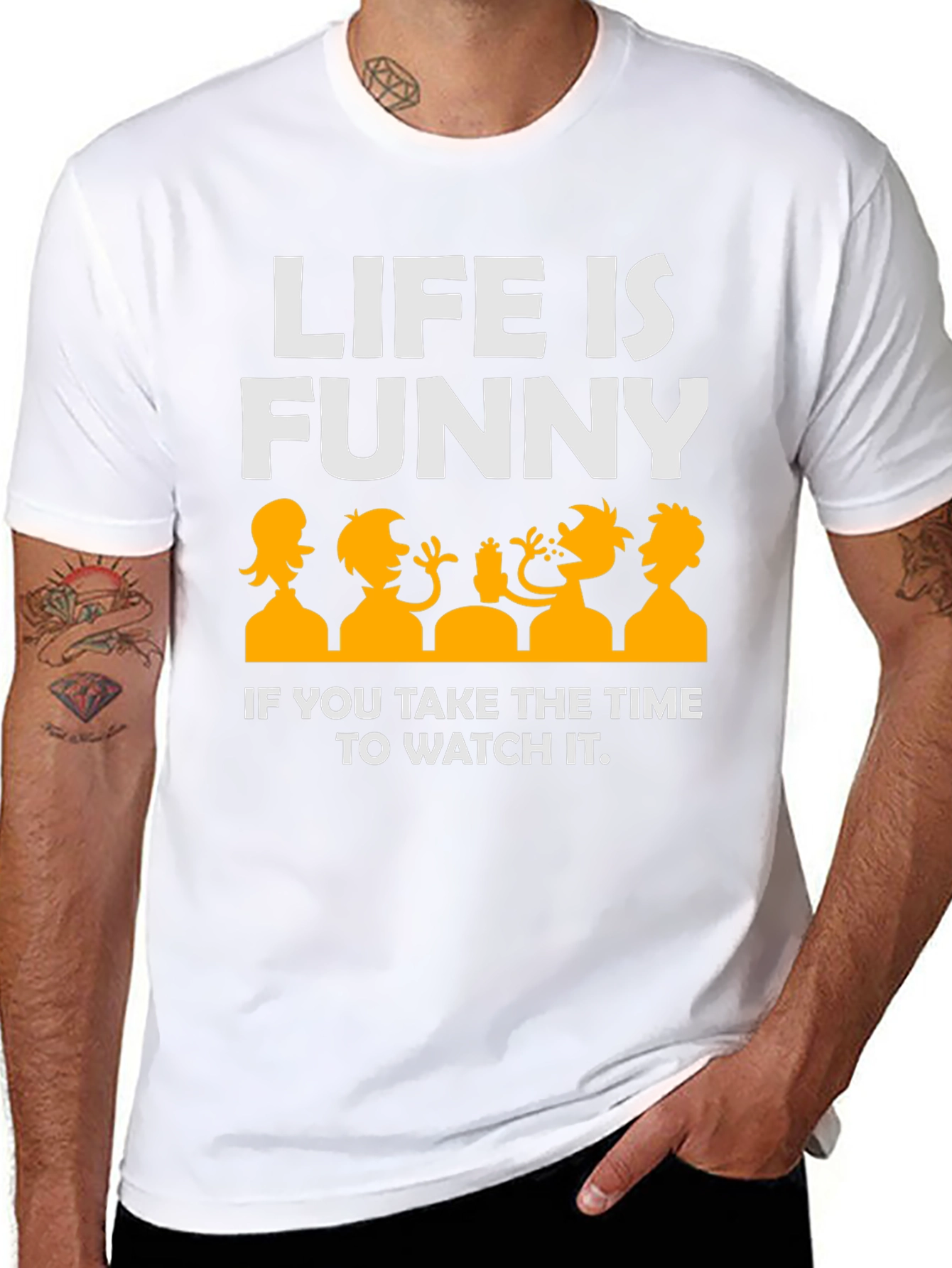 Life Is Funny Graphic T-Shirt - Black Crew Neck