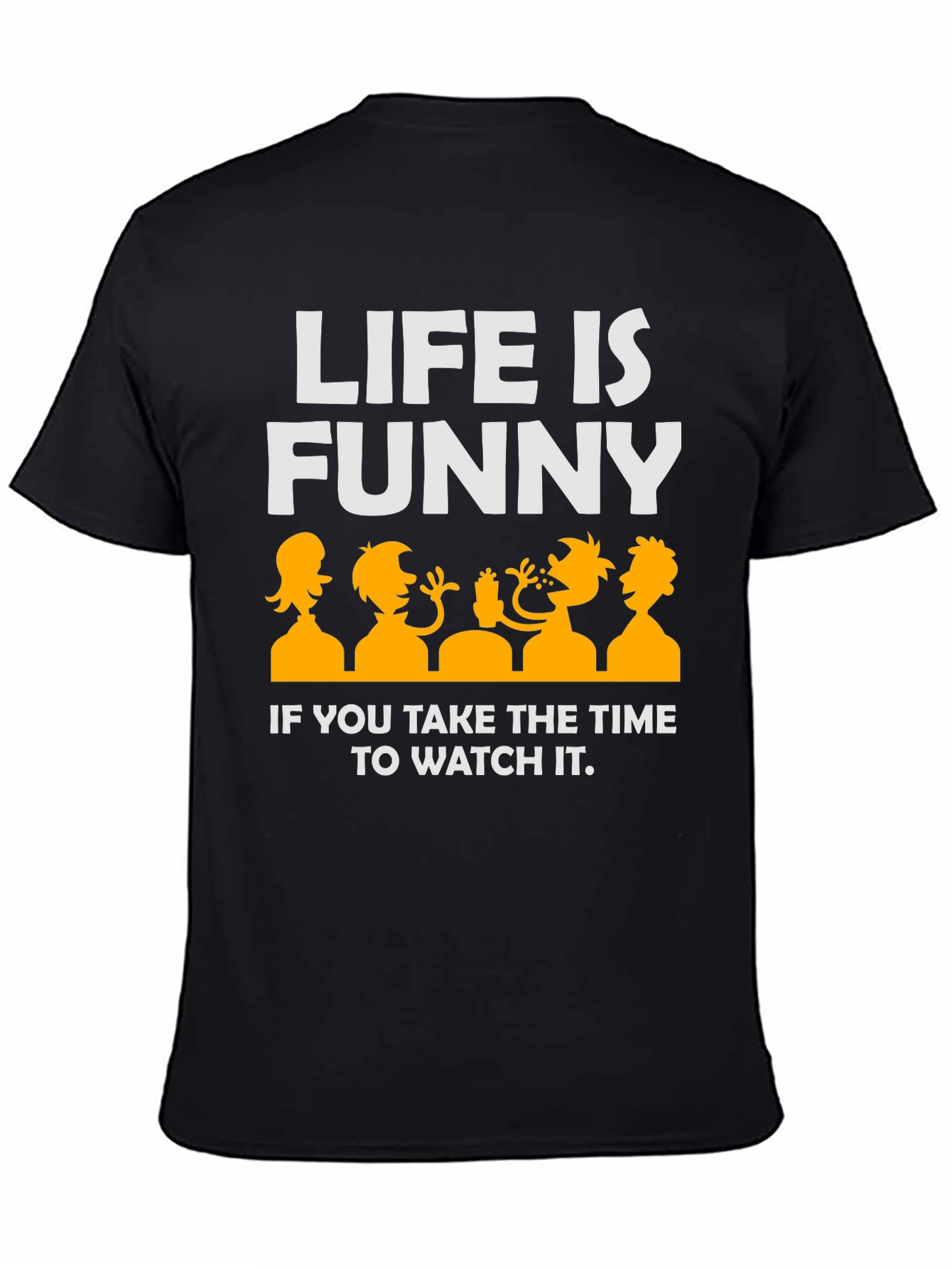 Life Is Funny Graphic T-Shirt - Black Crew Neck
