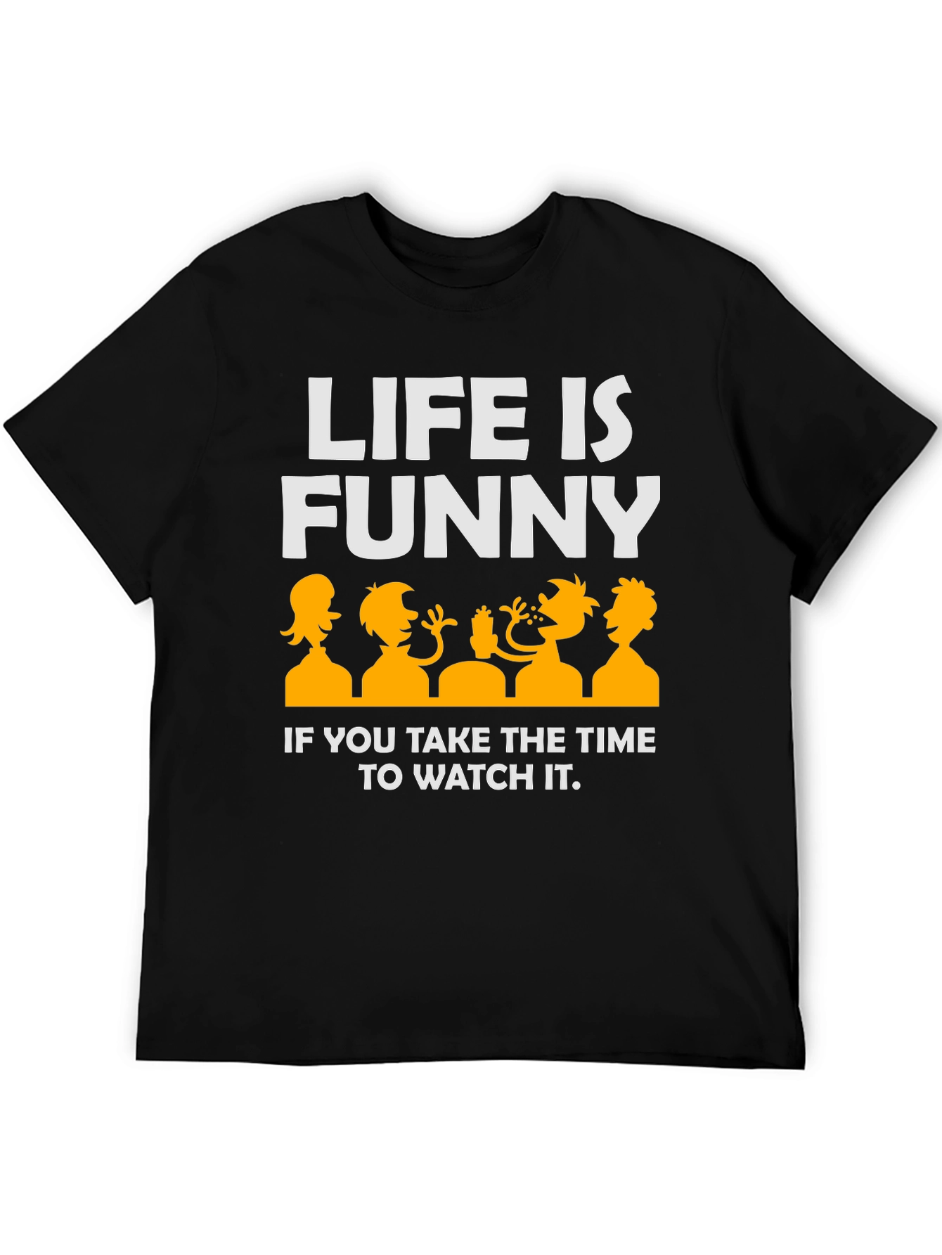 Life Is Funny Graphic T-Shirt - Black Crew Neck