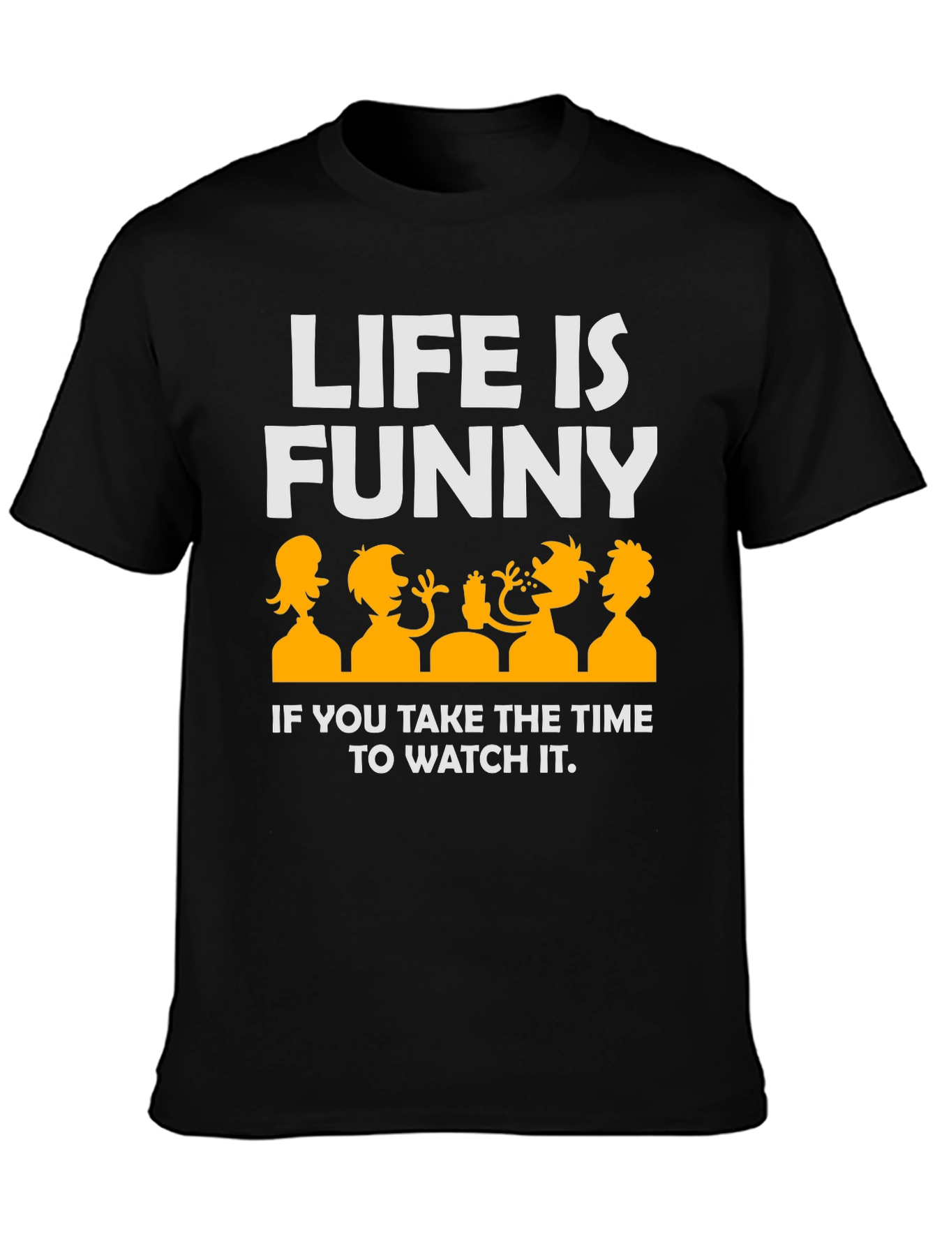 Life Is Funny Graphic T-Shirt - Black Crew Neck