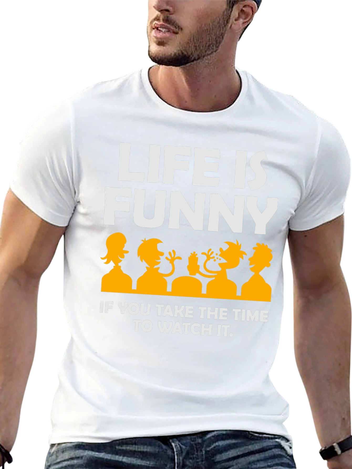 Life Is Funny Graphic T-Shirt - Black Crew Neck