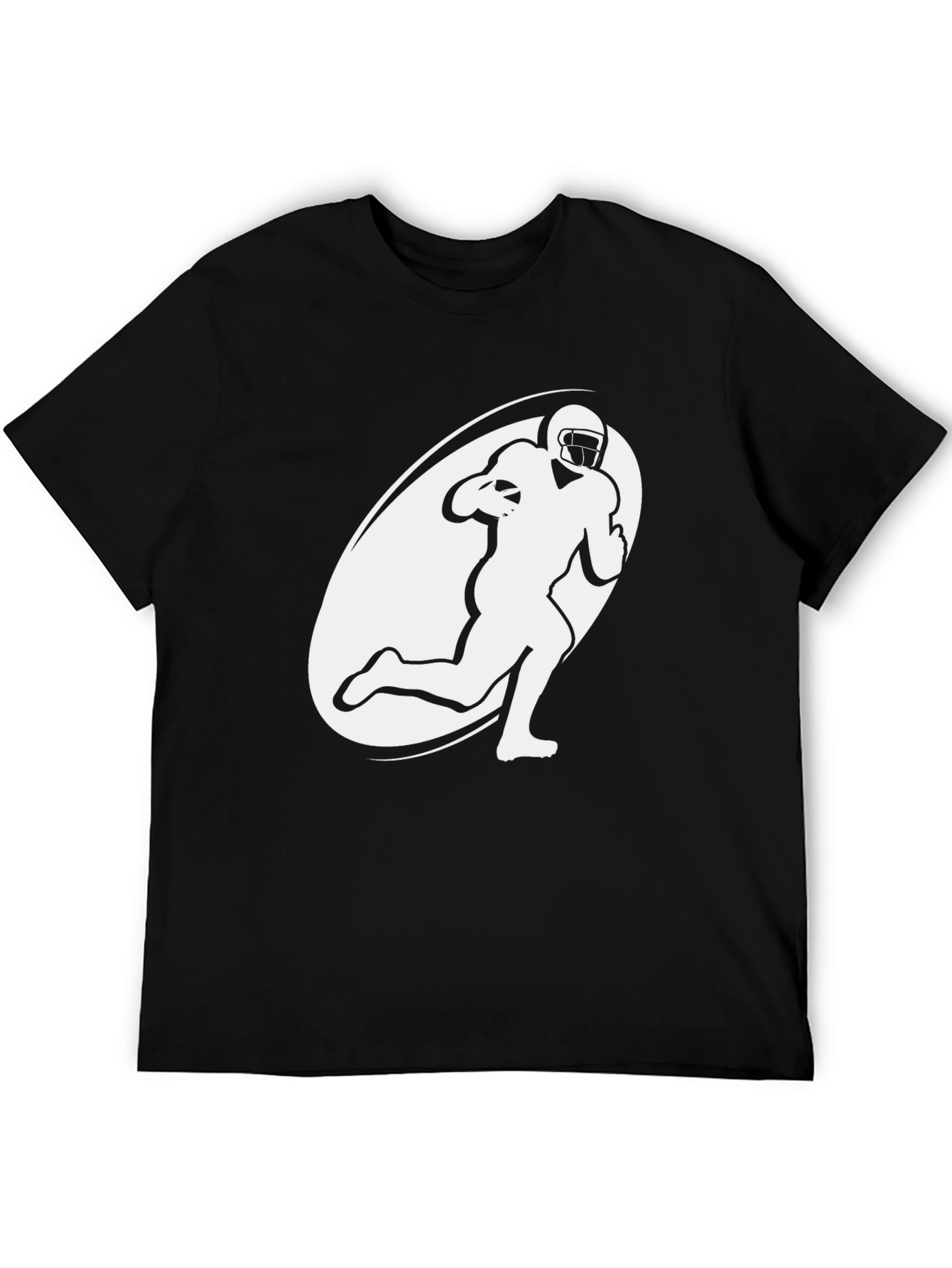 Football Player Graphic T-Shirt - Black