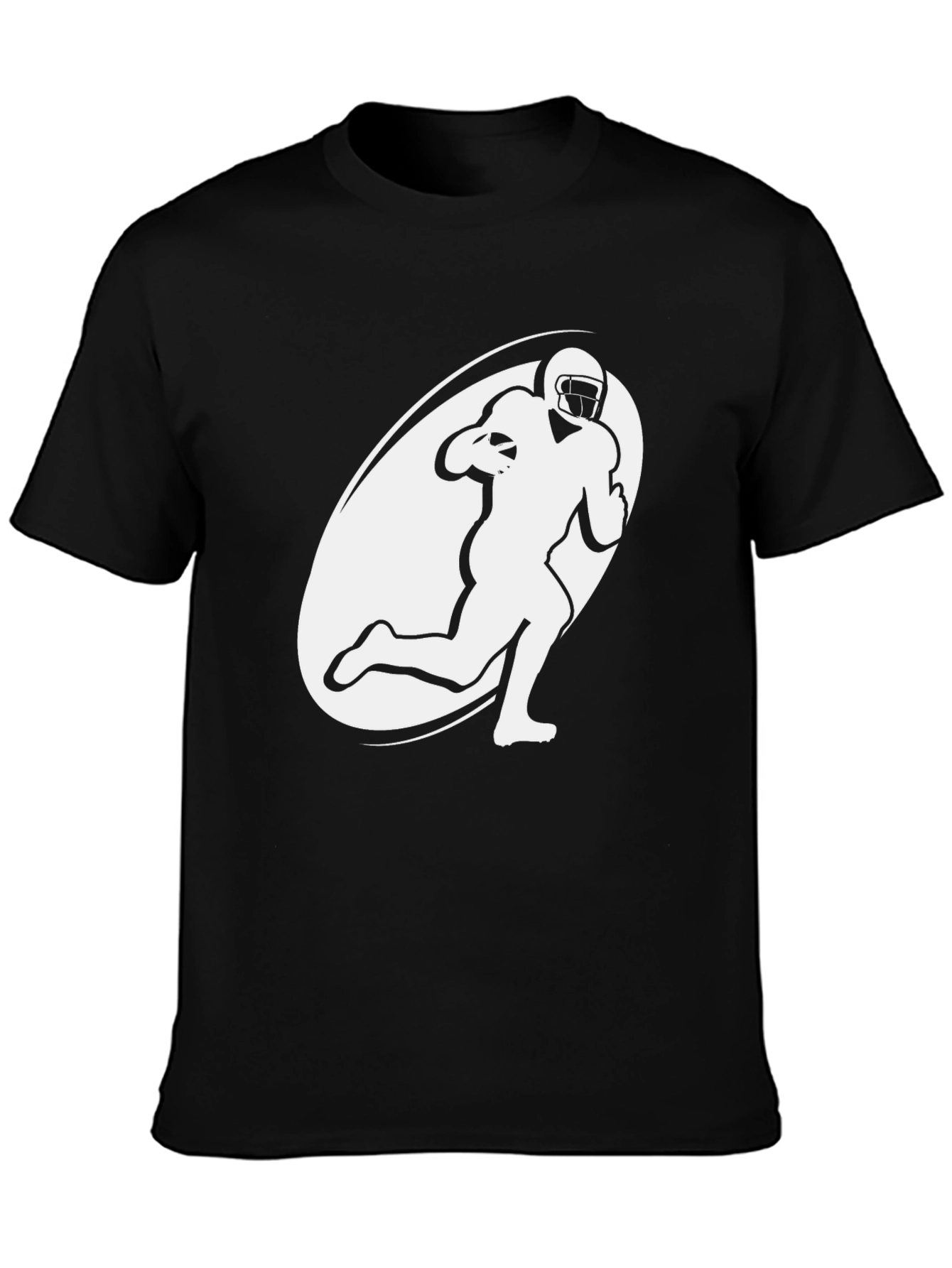 Football Player Graphic T-Shirt - Black