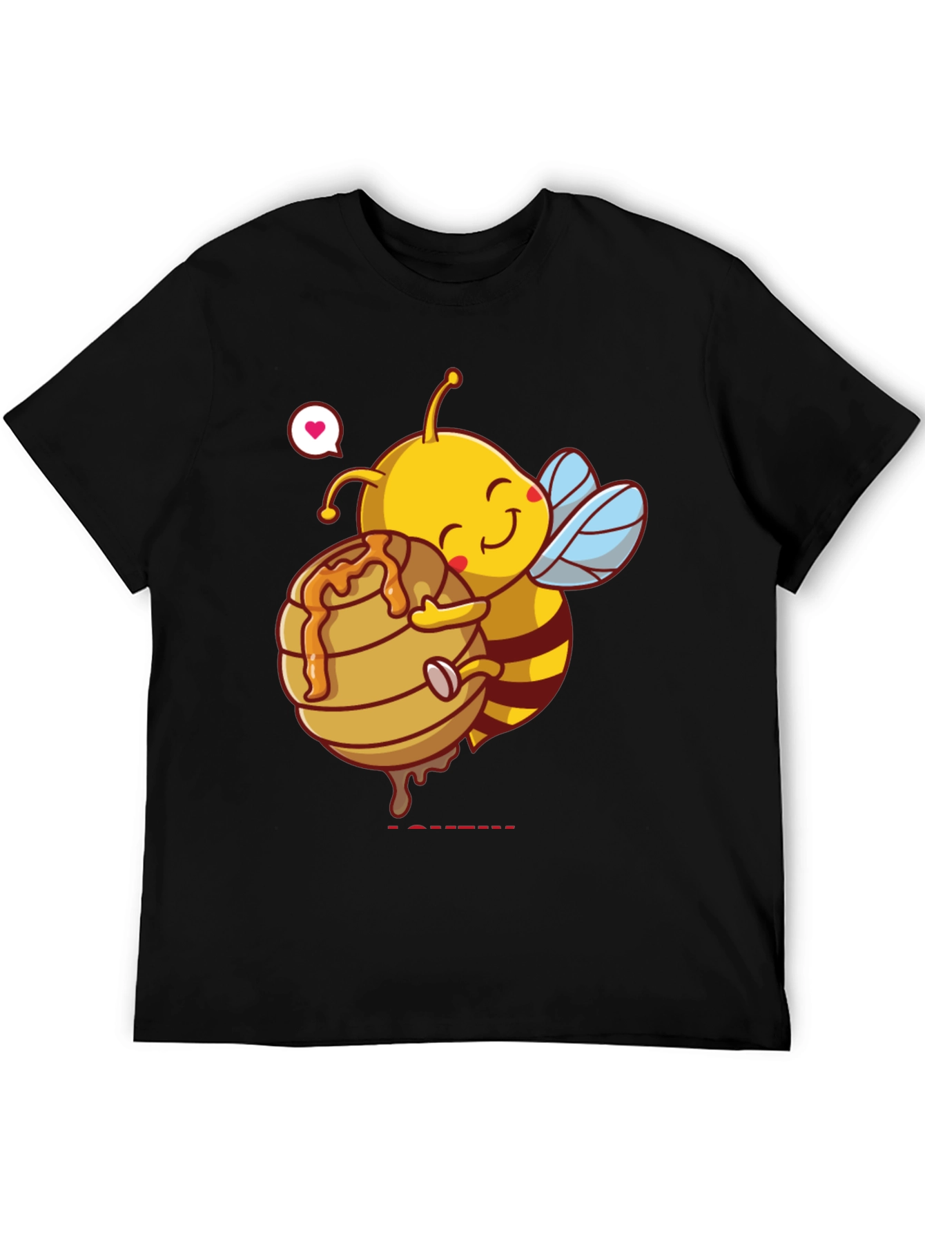 Cute Bee Hugging Honeycomb Graphic T-Shirt