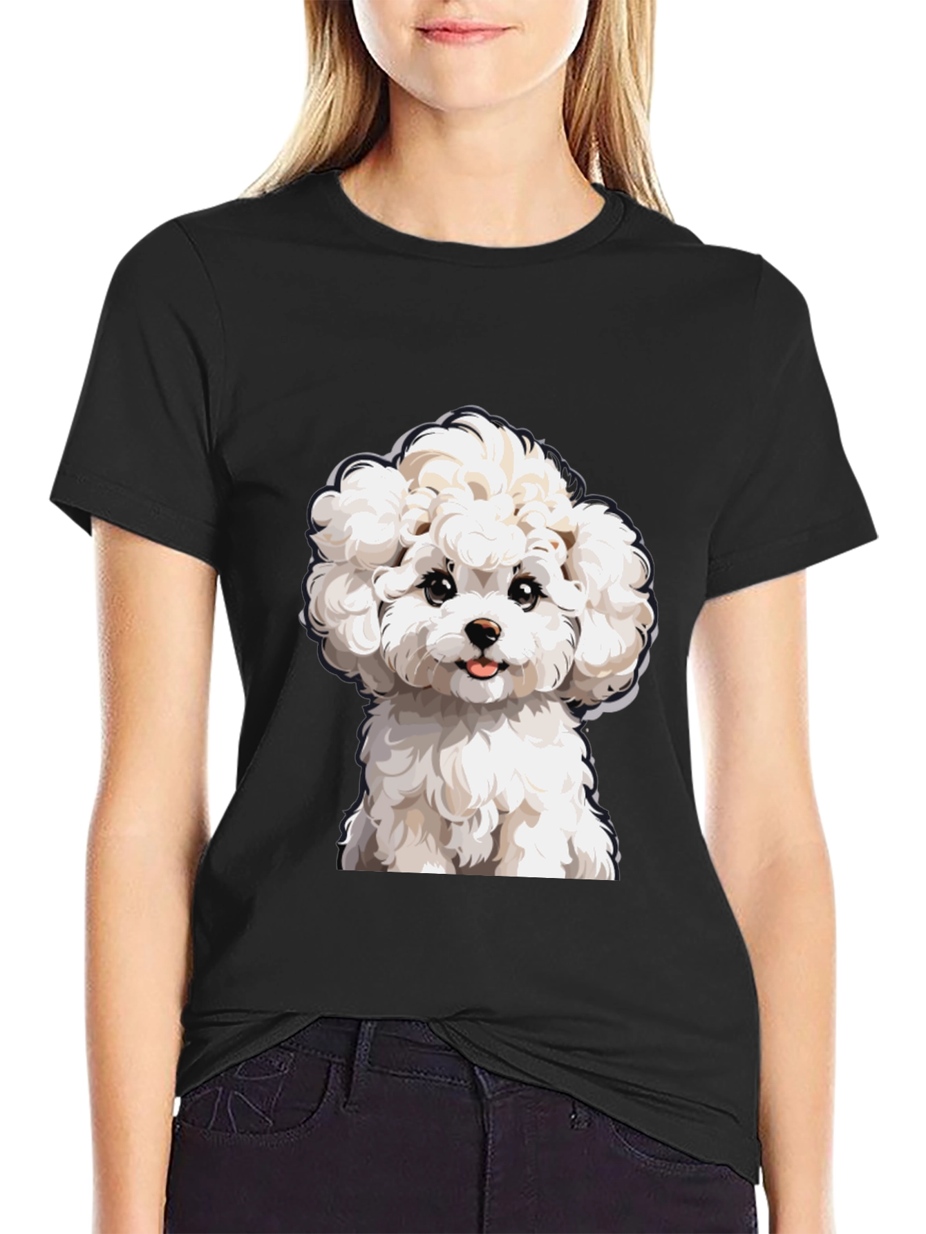 Cute Dog Graphic T-Shirt - Black Cotton Tee
