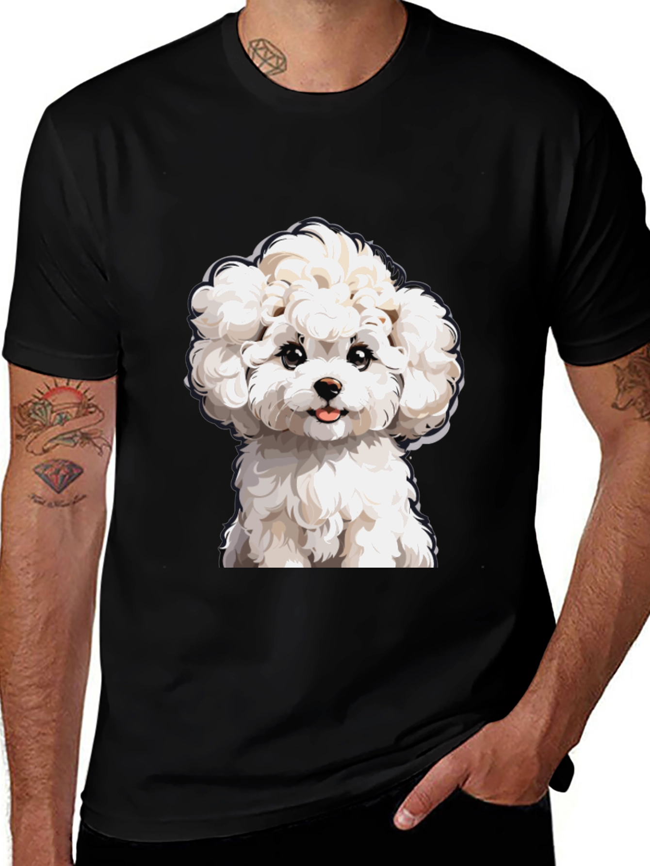 Cute Dog Graphic T-Shirt - Black Cotton Tee