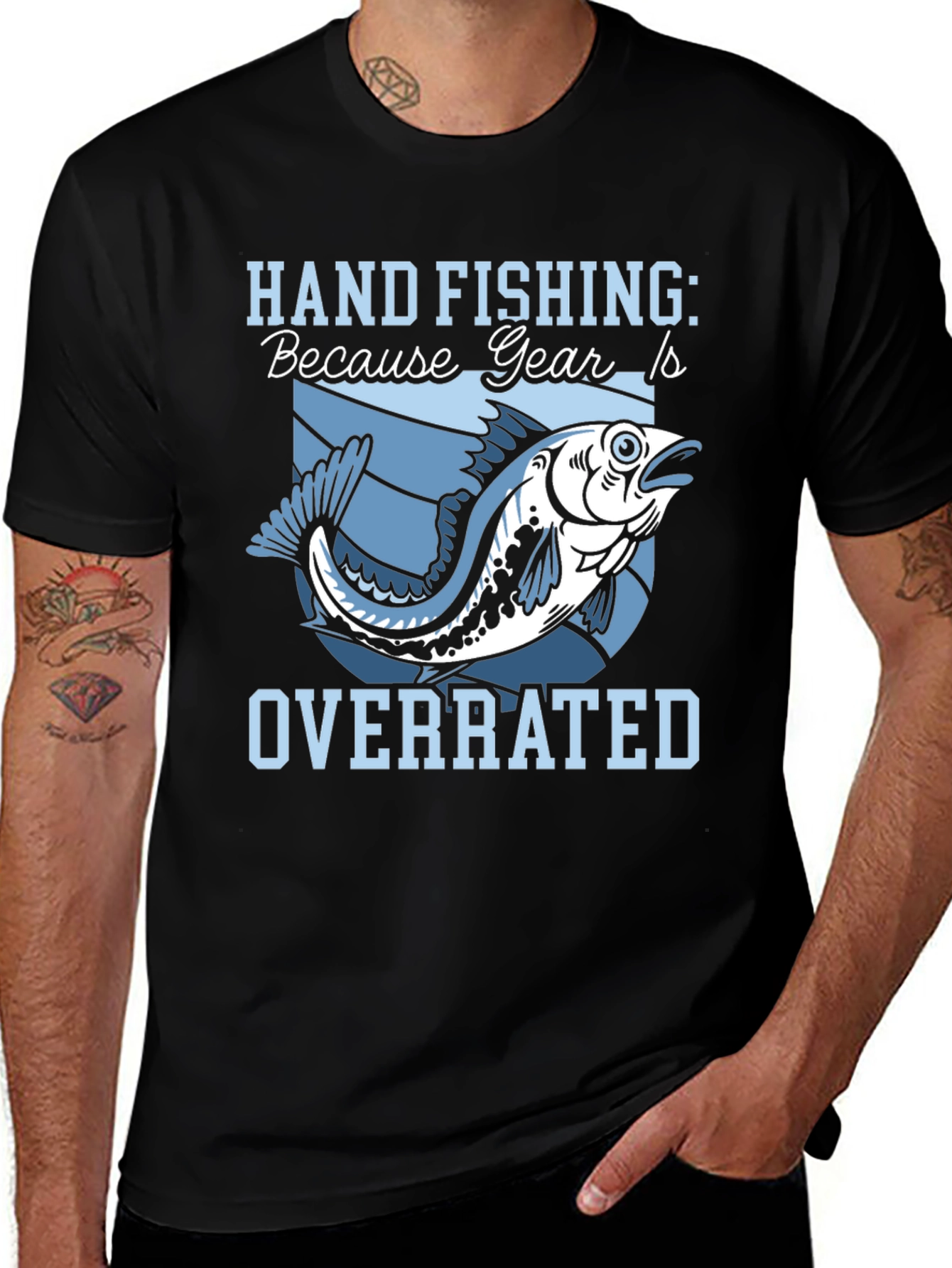 Hand Fishing Overrated Black T-Shirt