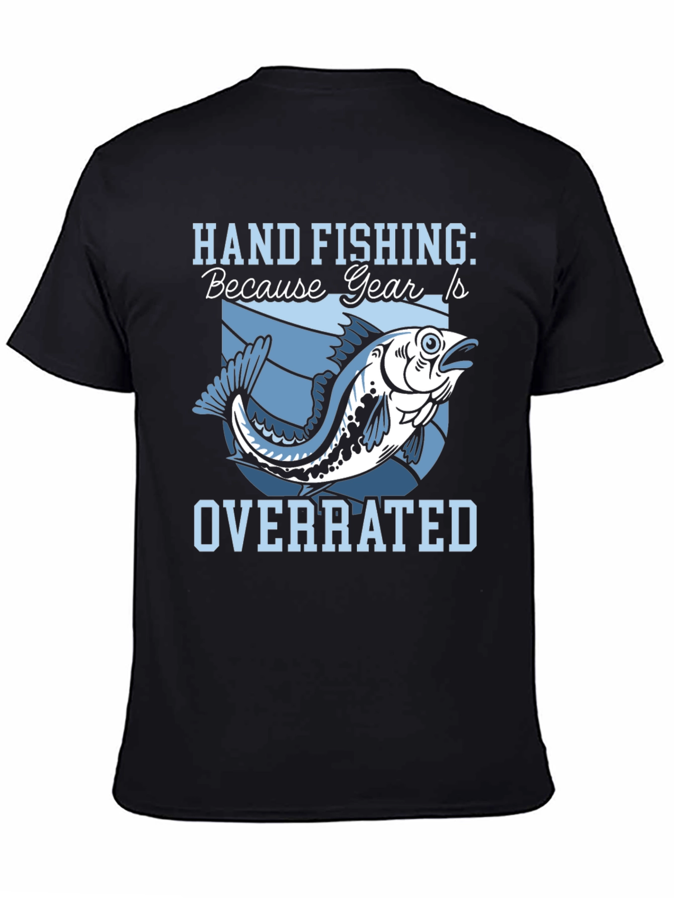 Hand Fishing Overrated Black T-Shirt