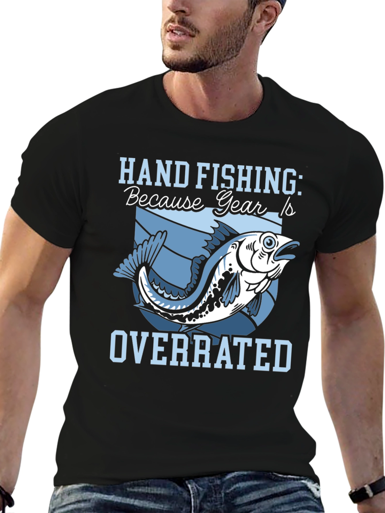 Hand Fishing Overrated Black T-Shirt