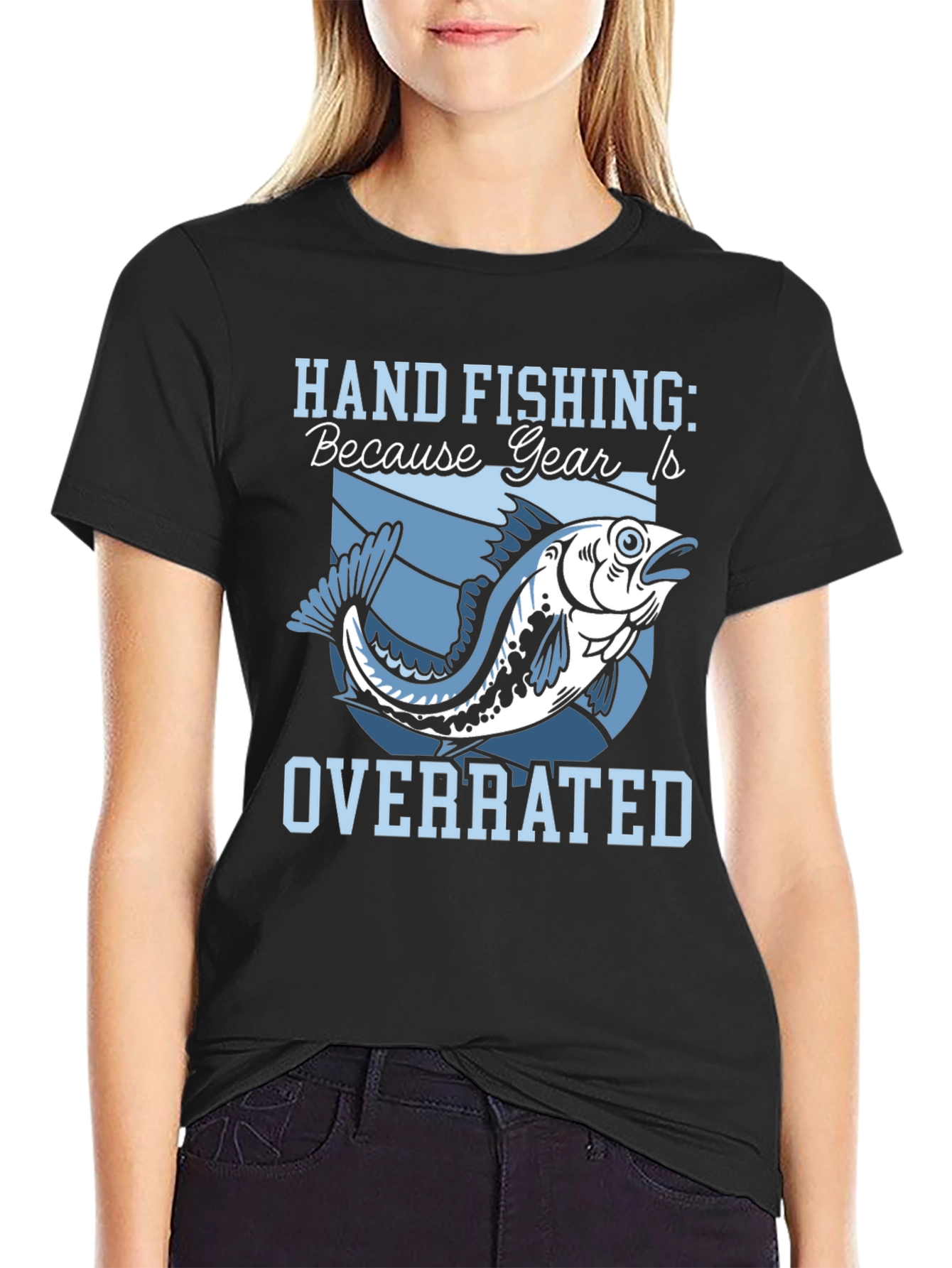 Hand Fishing Overrated Black T-Shirt
