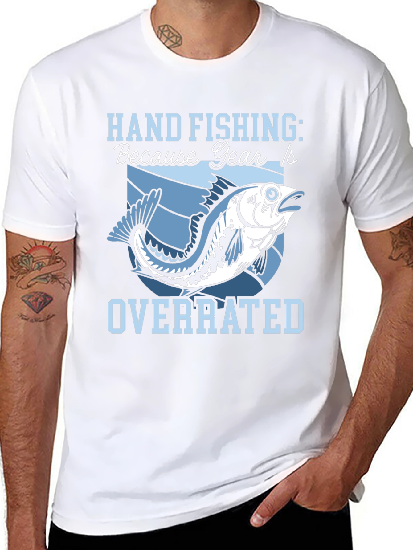 Hand Fishing Overrated Black T-Shirt