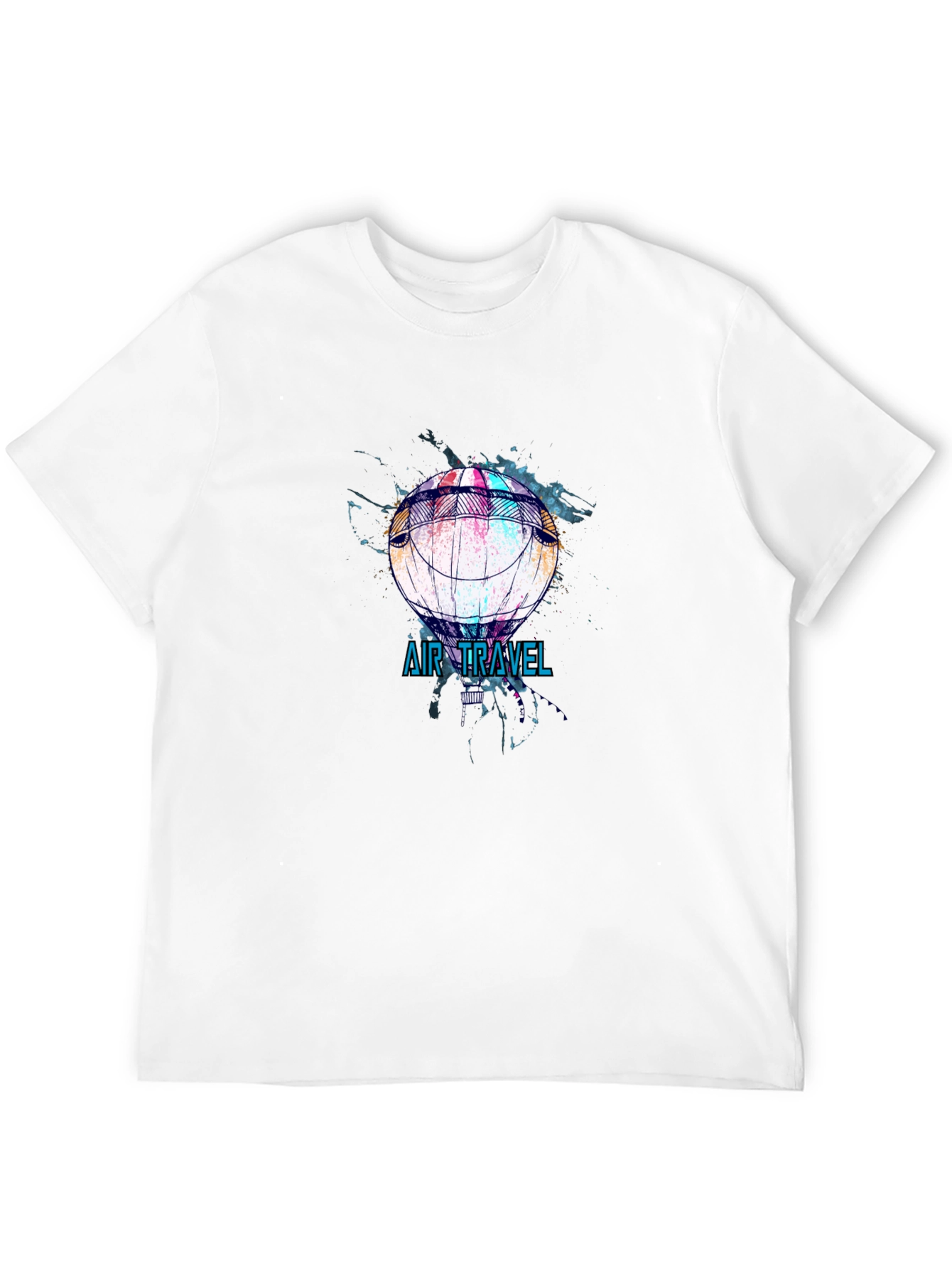 Air Travel Hot Air Balloon Graphic Tee - Black