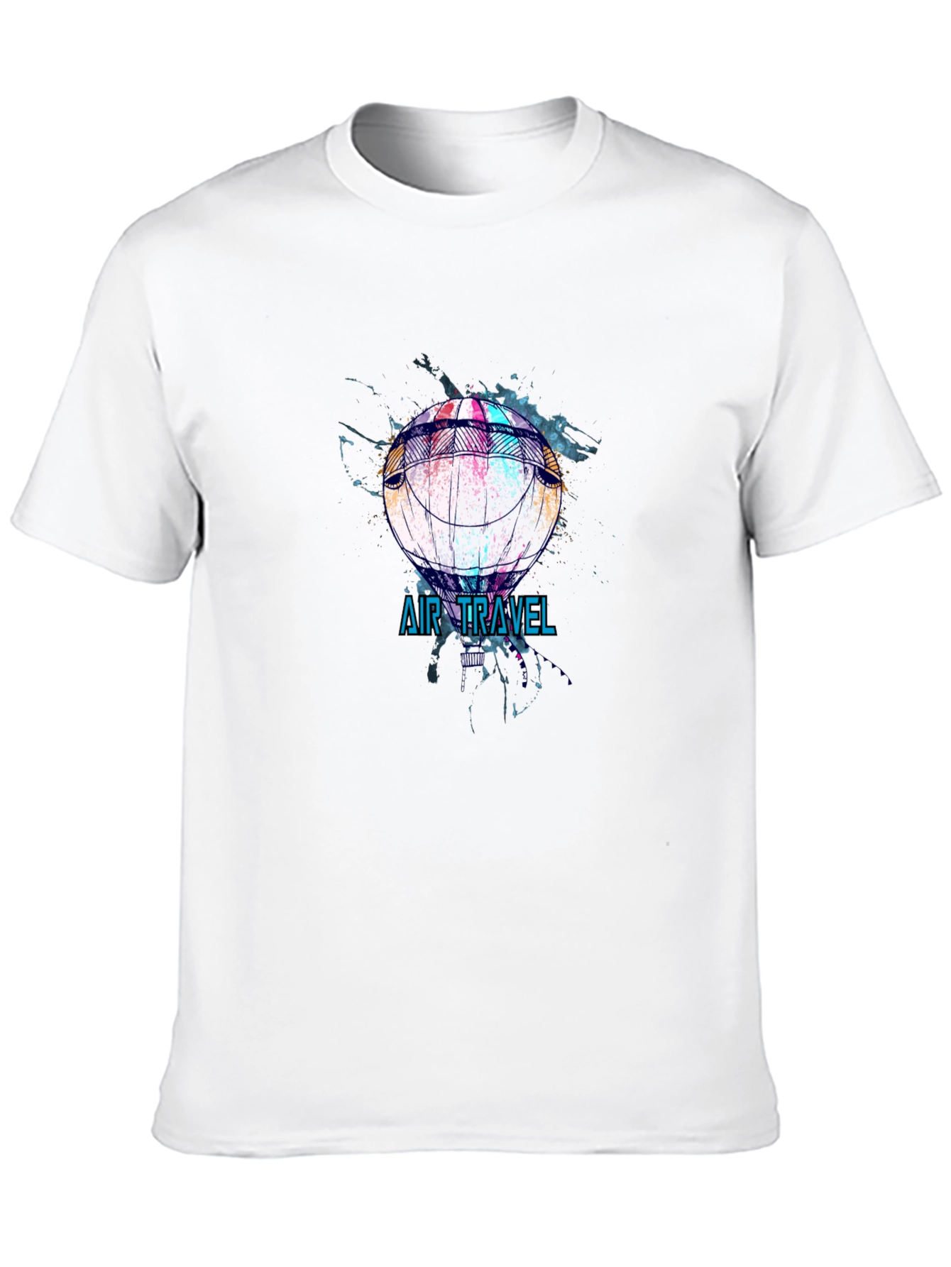 Air Travel Hot Air Balloon Graphic Tee - Black