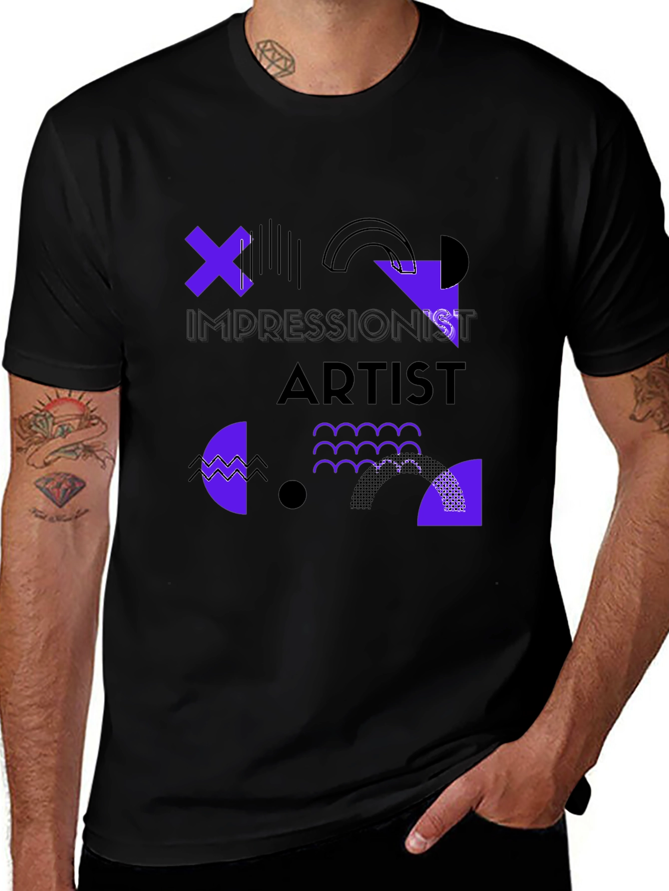 Impressionist Artist Graphic Tee - Black