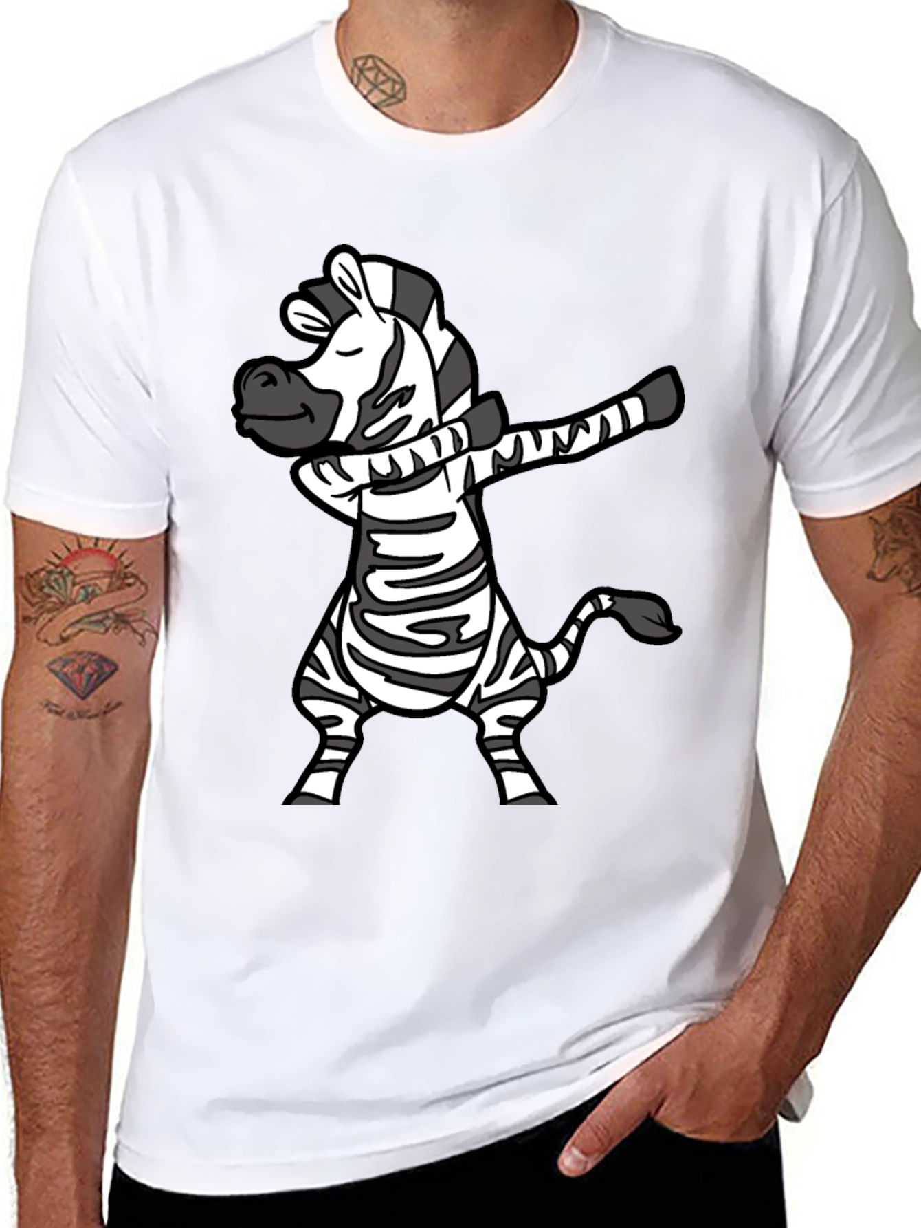 Dabbing Zebra T-Shirt - Fun Cartoon Animal Tee