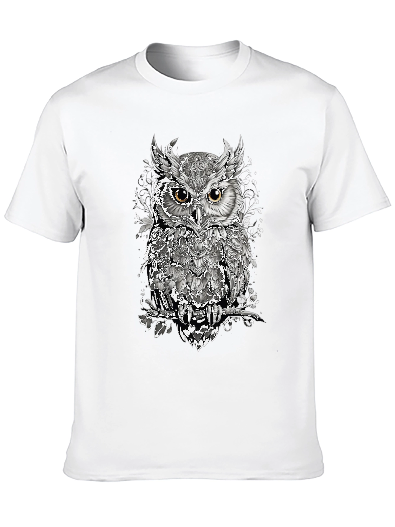 Artistic Owl Graphic T-Shirt - Mens Black Tee