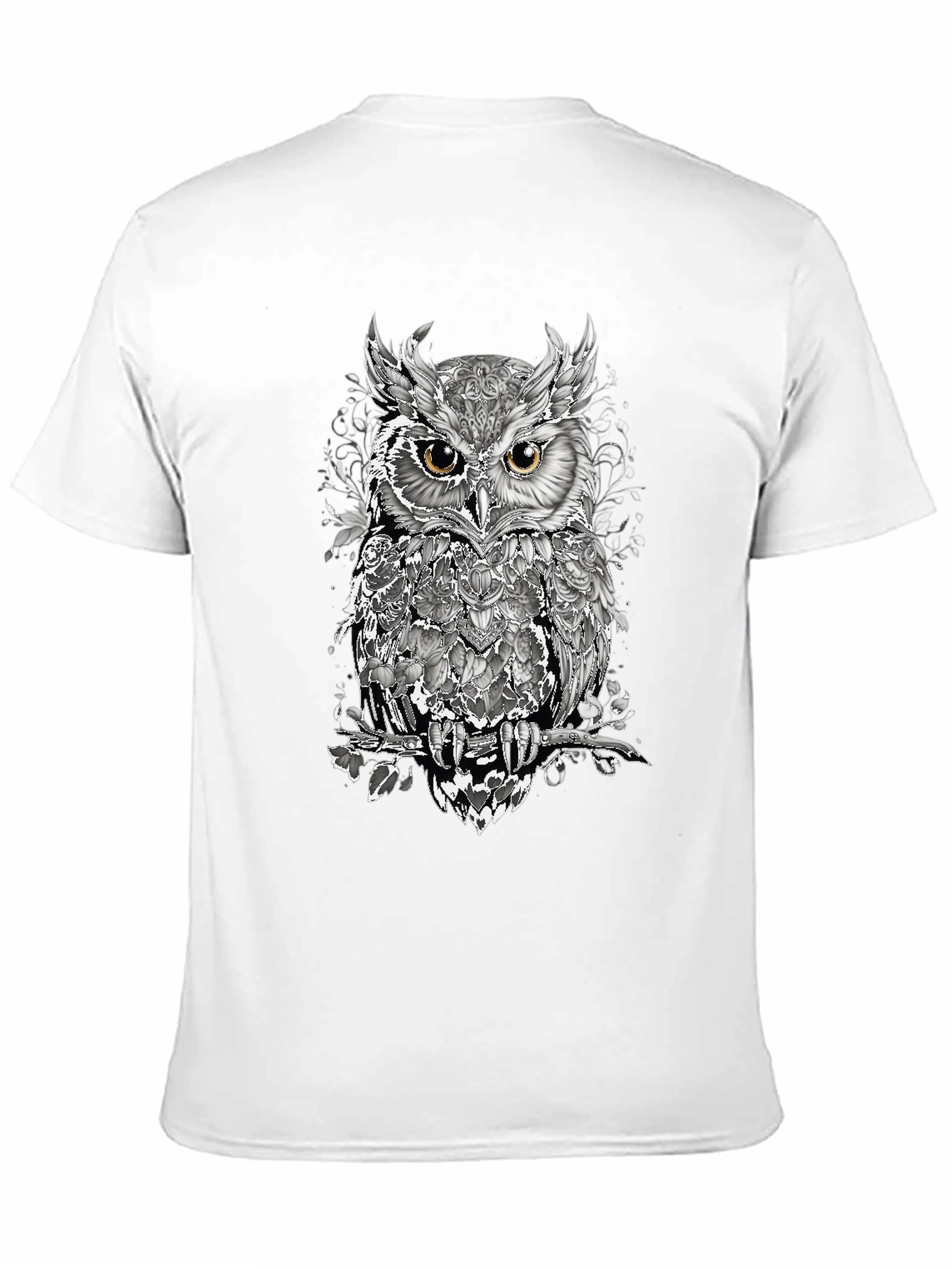 Artistic Owl Graphic T-Shirt - Mens Black Tee