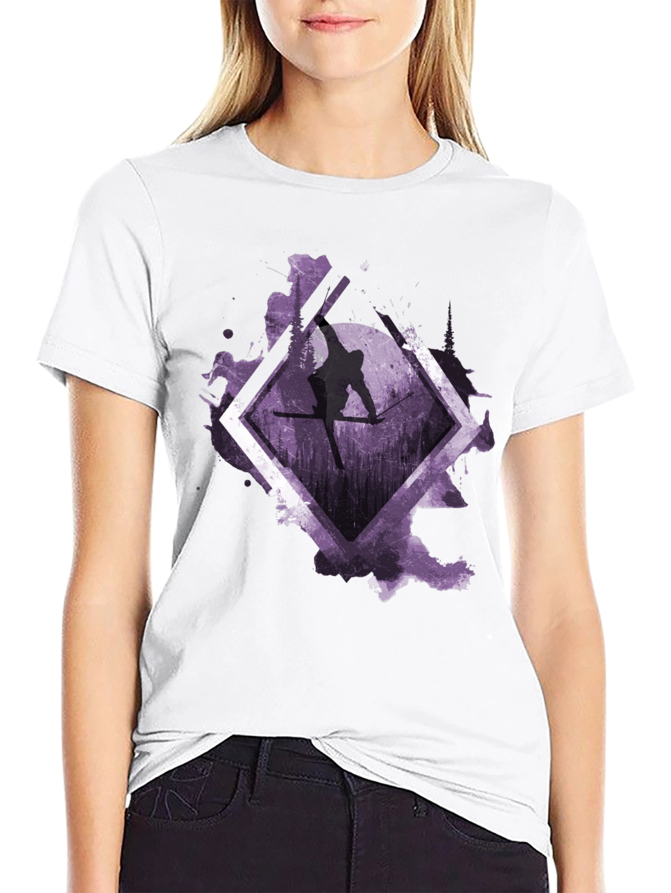 Skiing Silhouette Graphic Tee