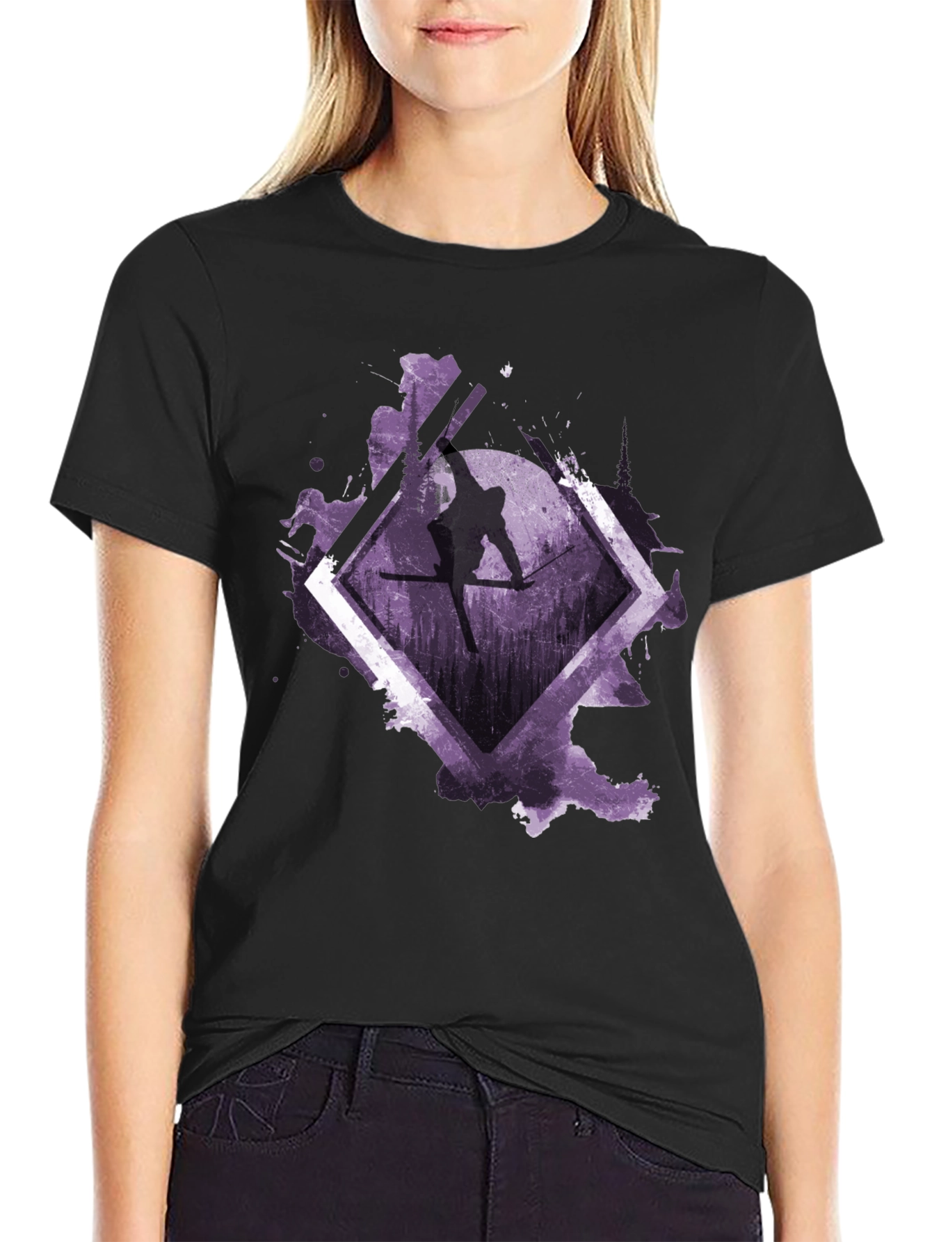 Skiing Silhouette Graphic Tee
