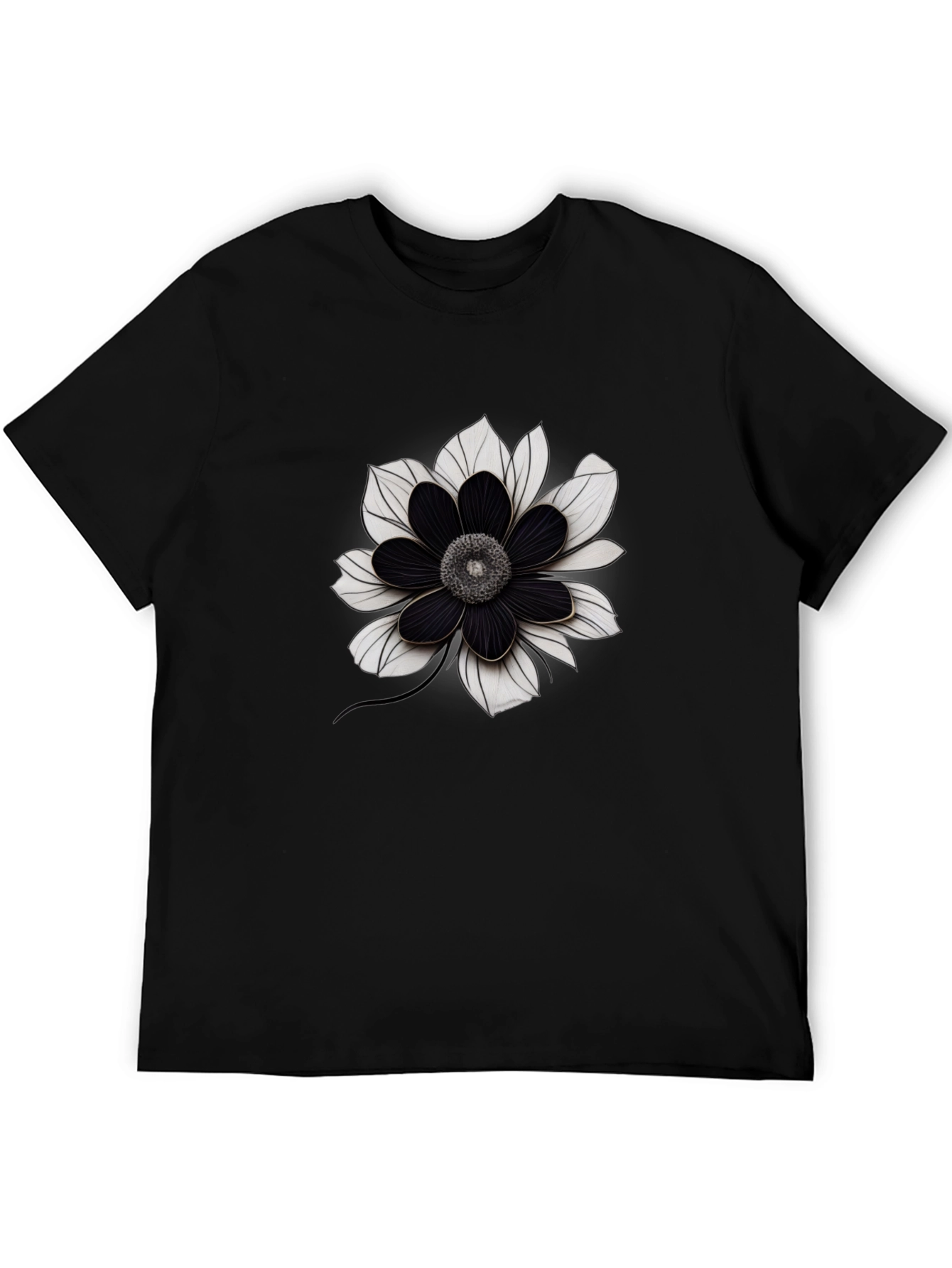 Black Flower Graphic Tee - Modern Style